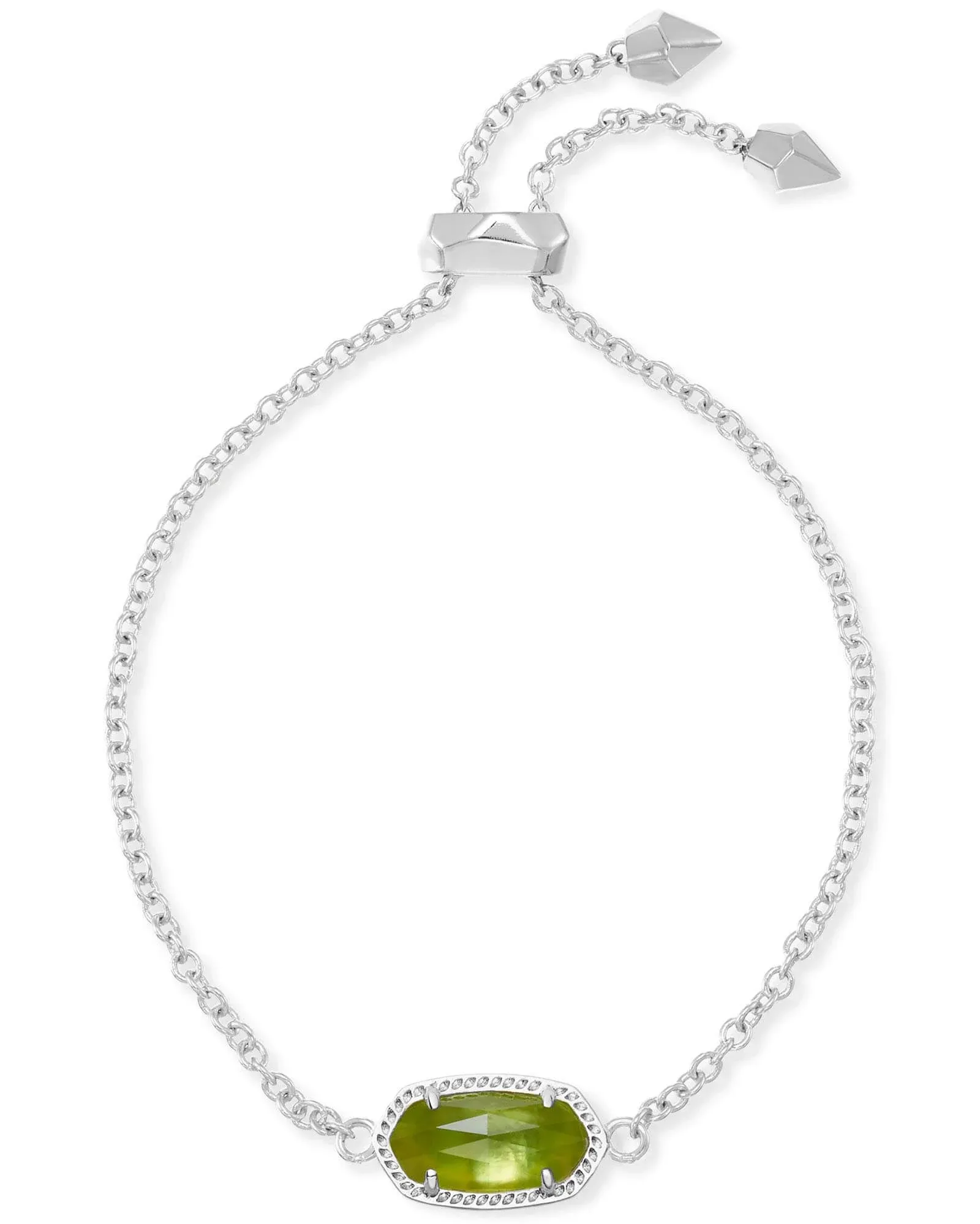 Elaina Silver Adjustable Chain Bracelet in Peridot Illusion