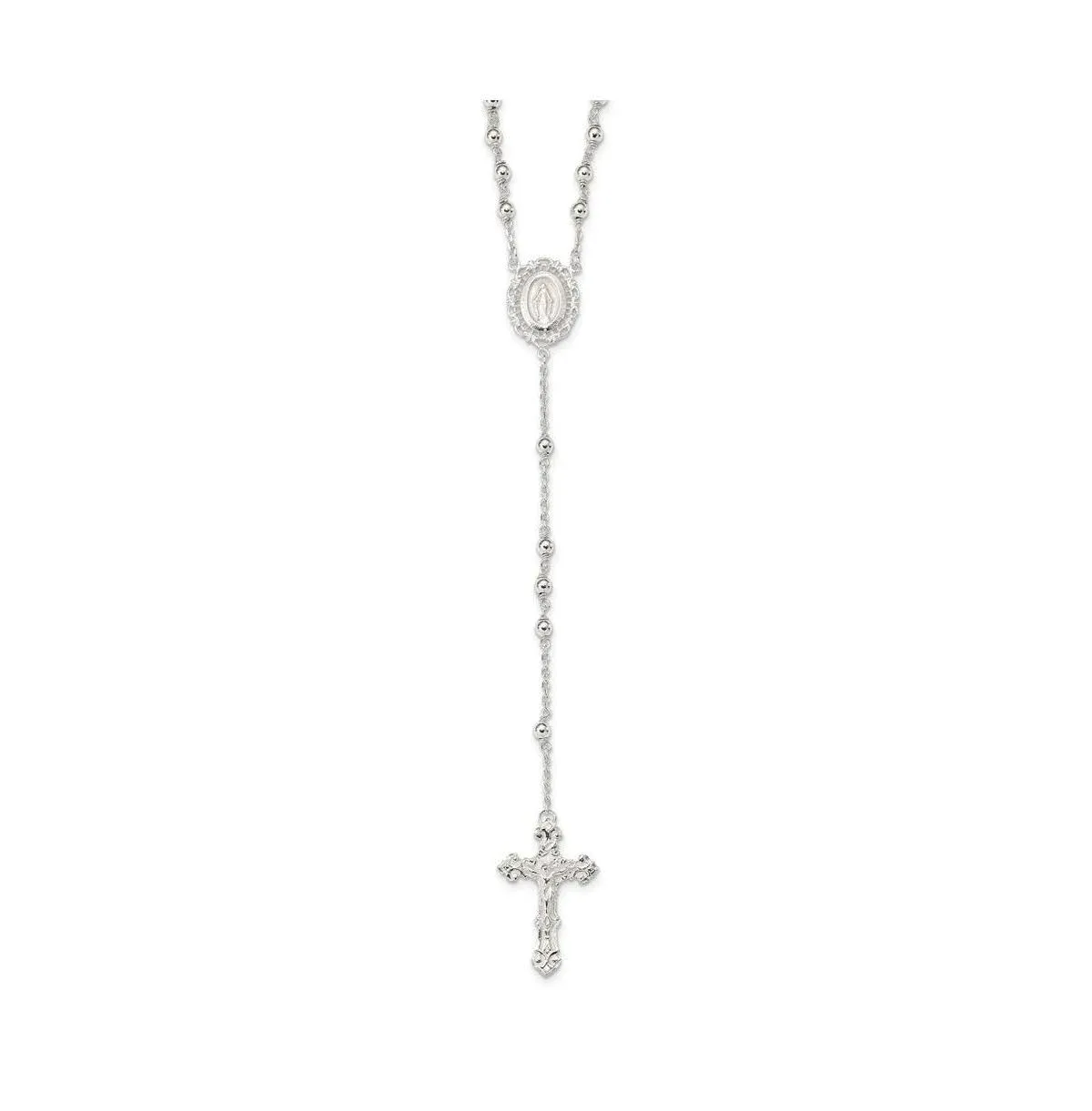 Sterling Silver Polished Rosary Necklace