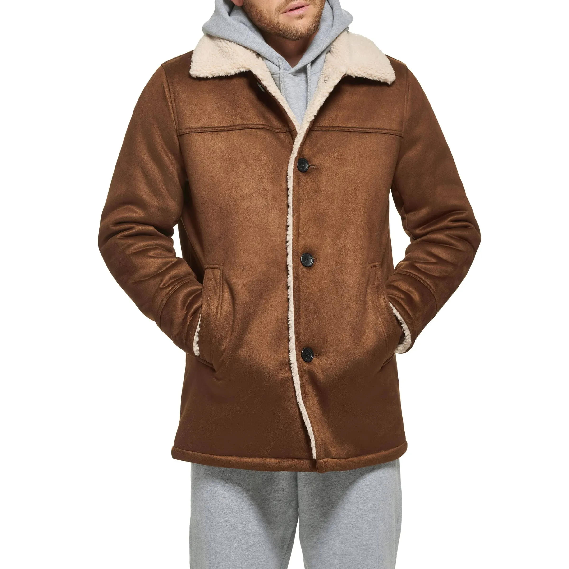 Calvin Klein Men's Faux Shearling Lined Jacket - Cognac - Size L