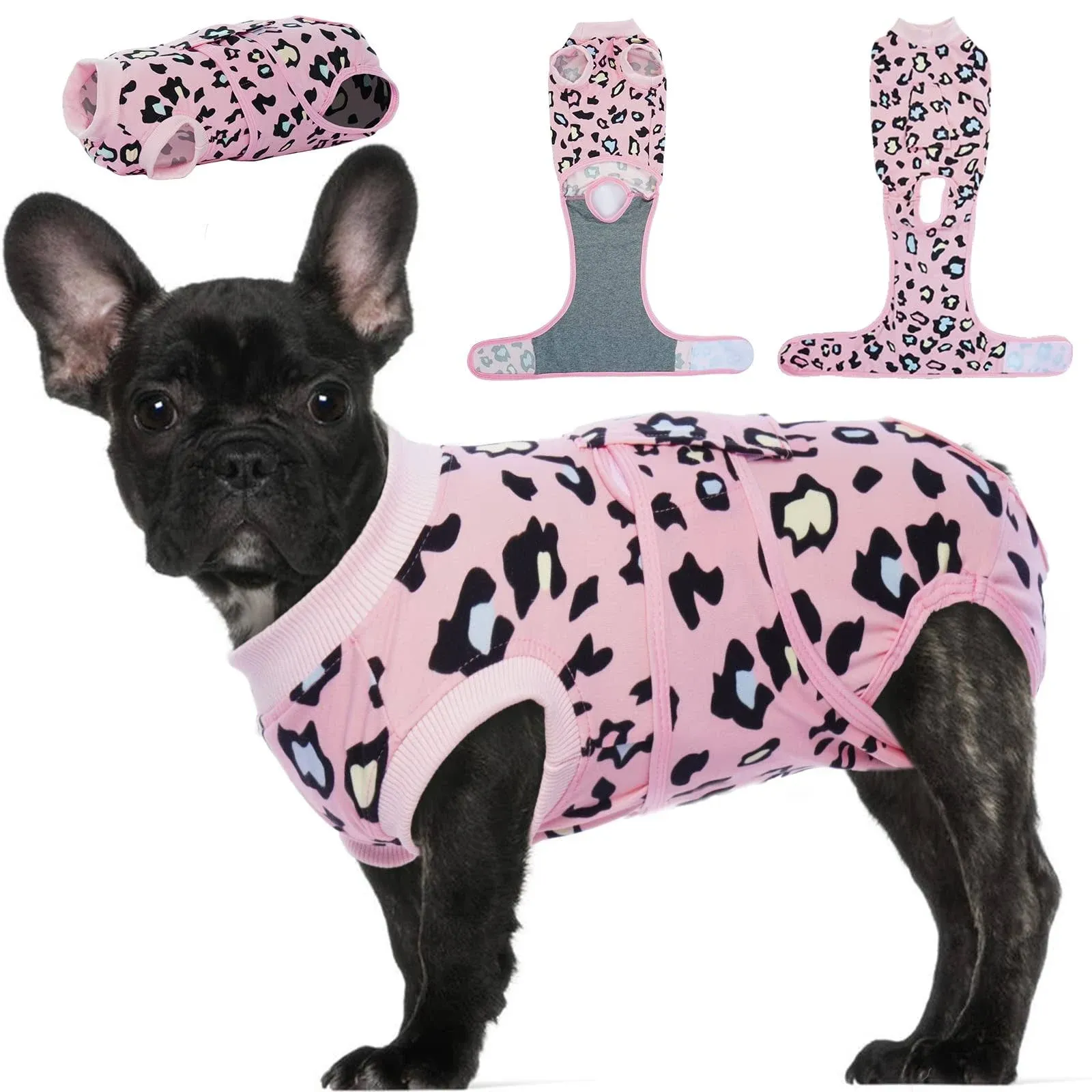 Kuoser Surgical Recovery Suit for Dogs Cats, Pet Leopard Printed Recovery Shirt ...