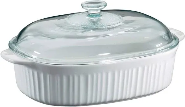 Corning FRENCH WHITE 4 QT CASSEROLE ROASTER BAKING DISH