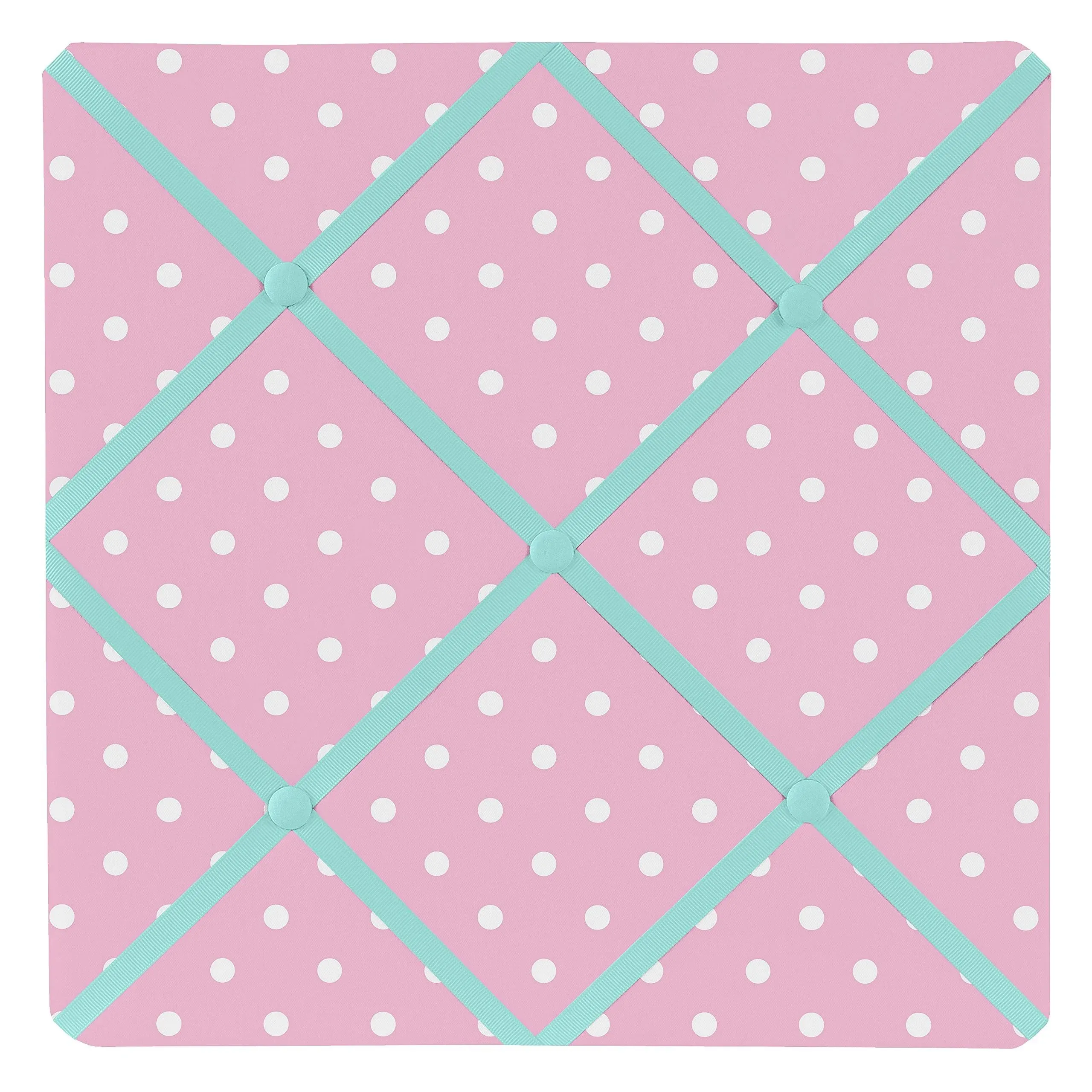 Pink Polka Dot and Turquoise Skylar Fabric Memory/Memo Photo Bulletin Board