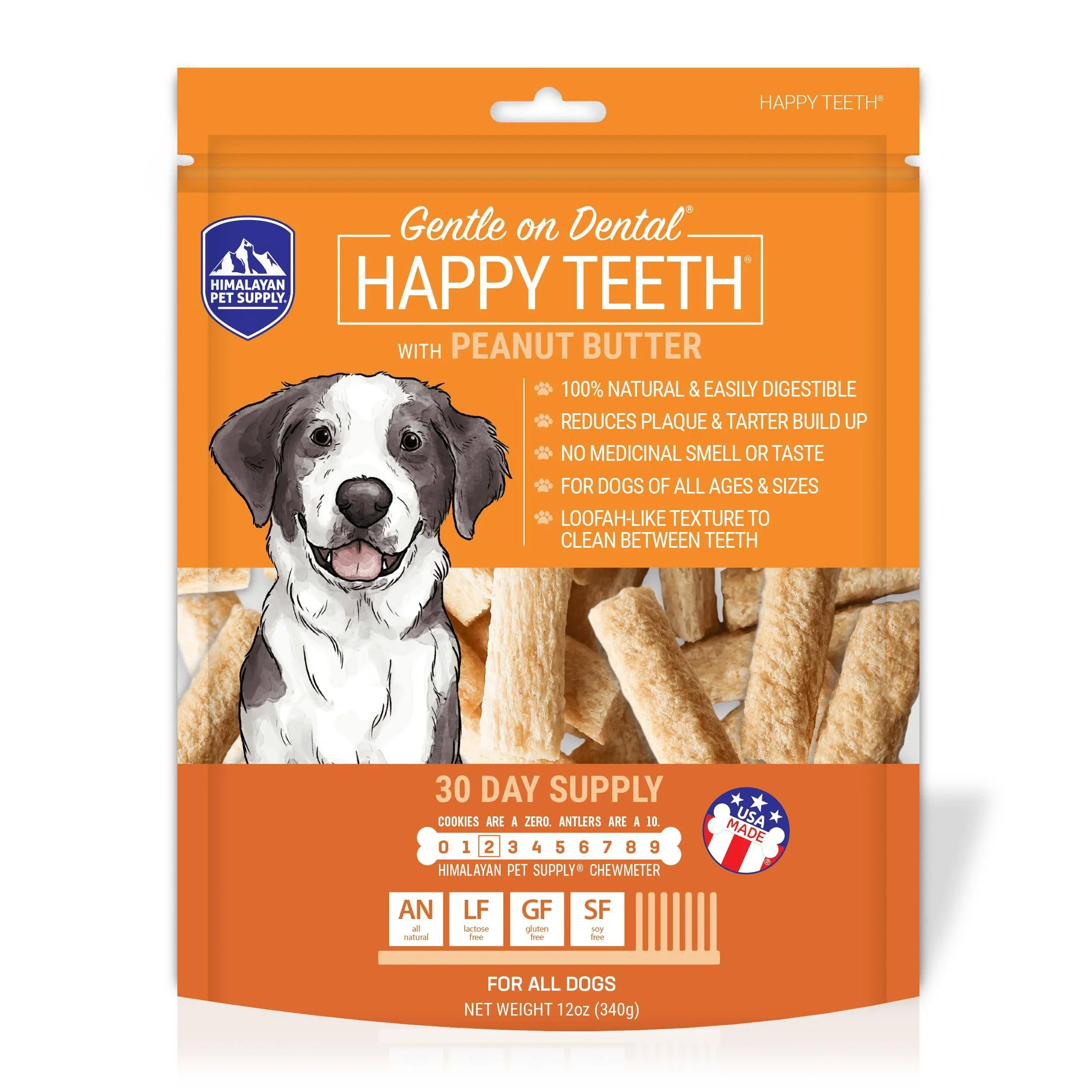 Himalayan Pet Supply Dental Peanut Butter Dog Treats, 30 Count