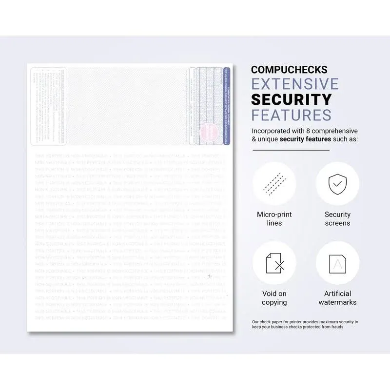 Compuchecks 50 250 High Security Blank Check Stock - Checks on Top Compatible ...