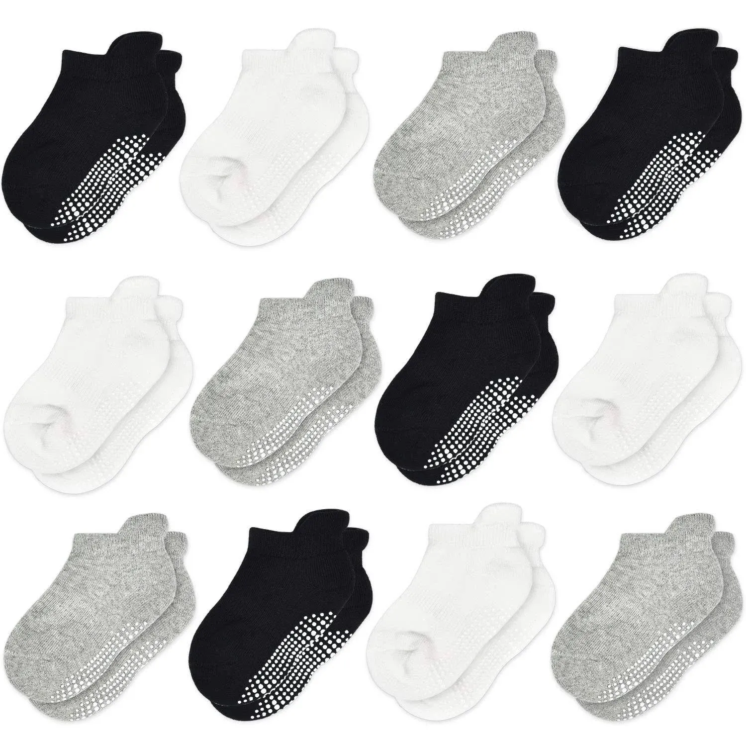 Tphon Non Slip Toddler Socks 12 Pairs Infant Baby Kids Grip Socks for Boy Girls ...