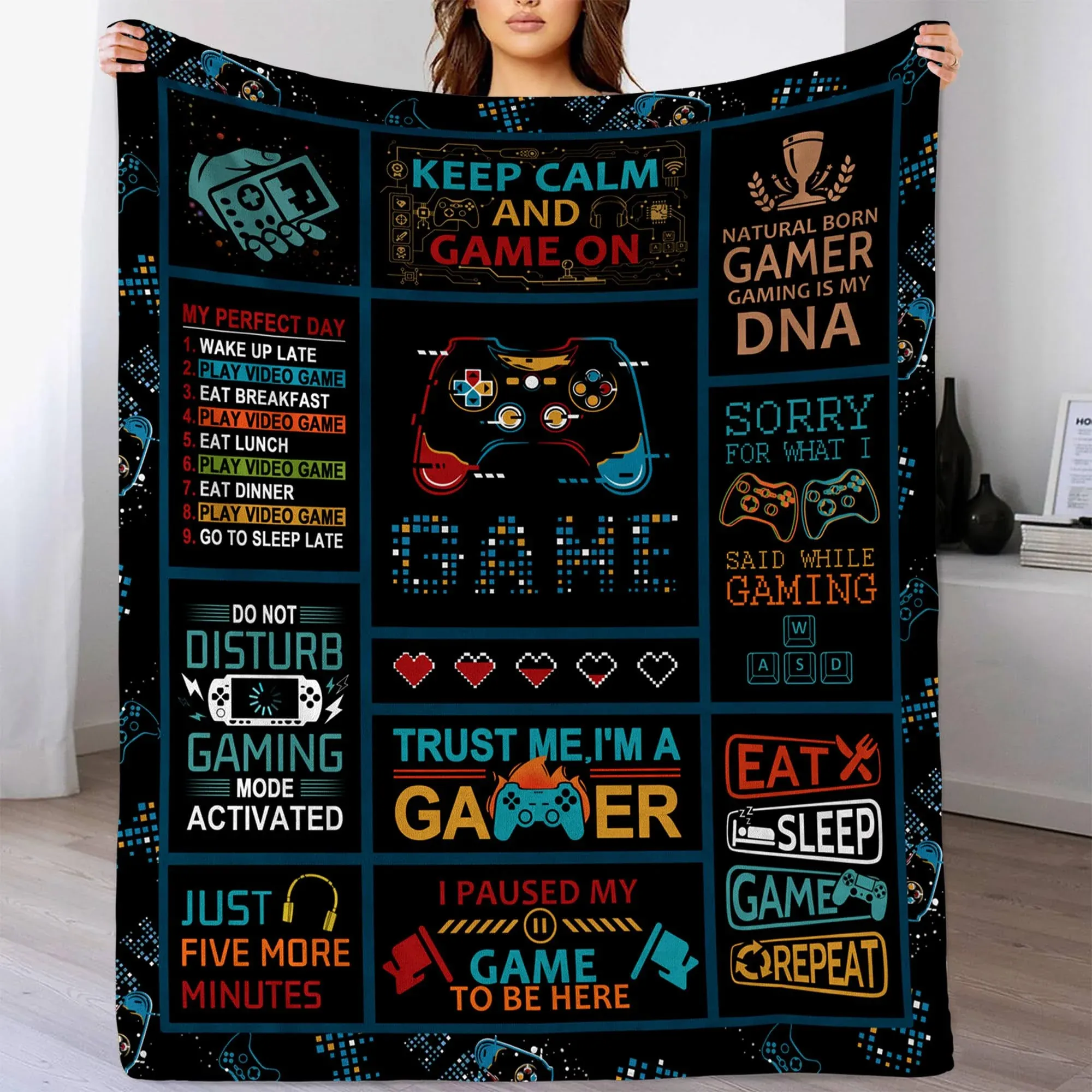 Gaming Blanket Game Flannel Throw Blanket 60"x50" for Adult and Kids Decorative ...