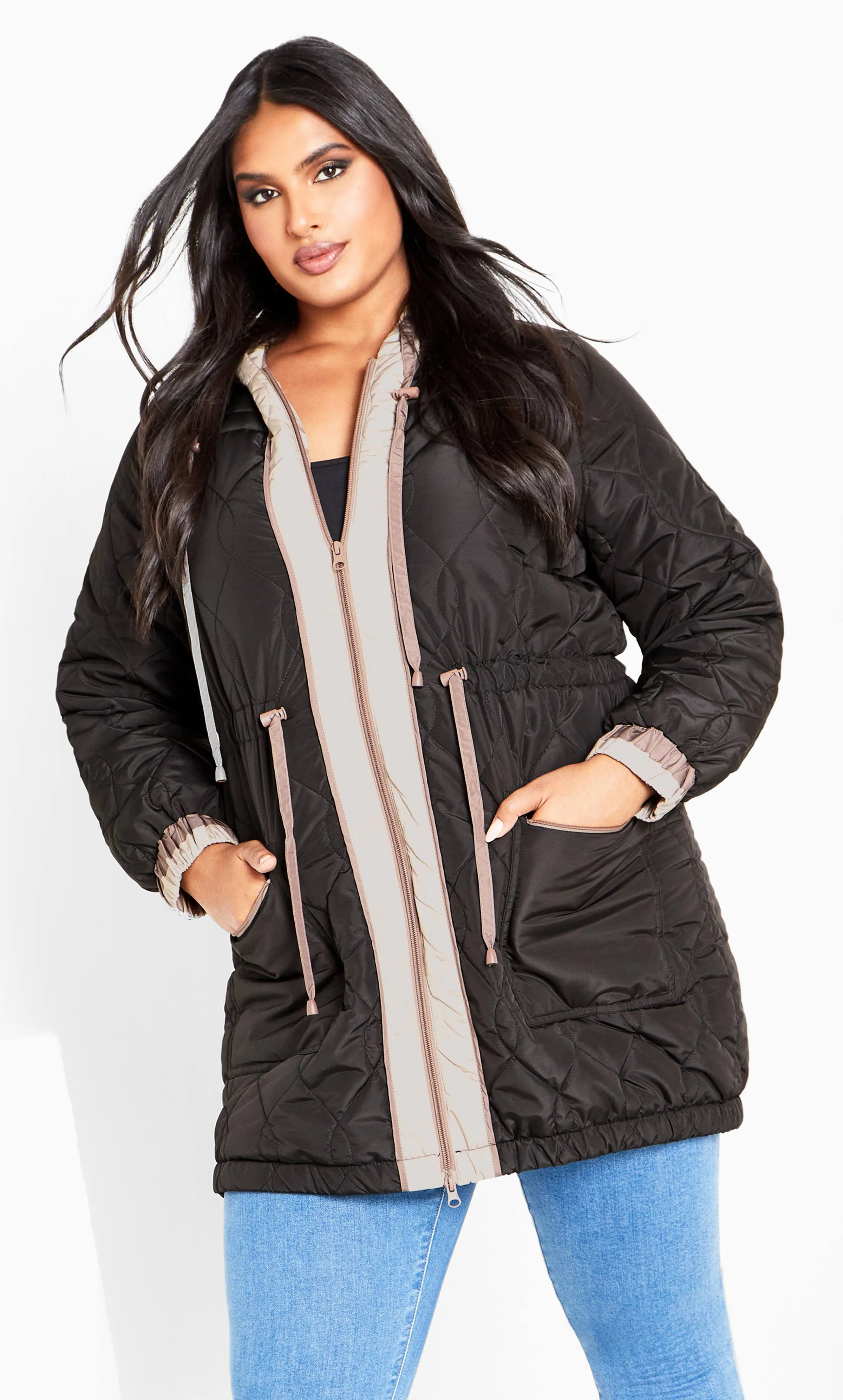 Avenue | Women's Plus Size Clio Quilt Coat - Black - 20W