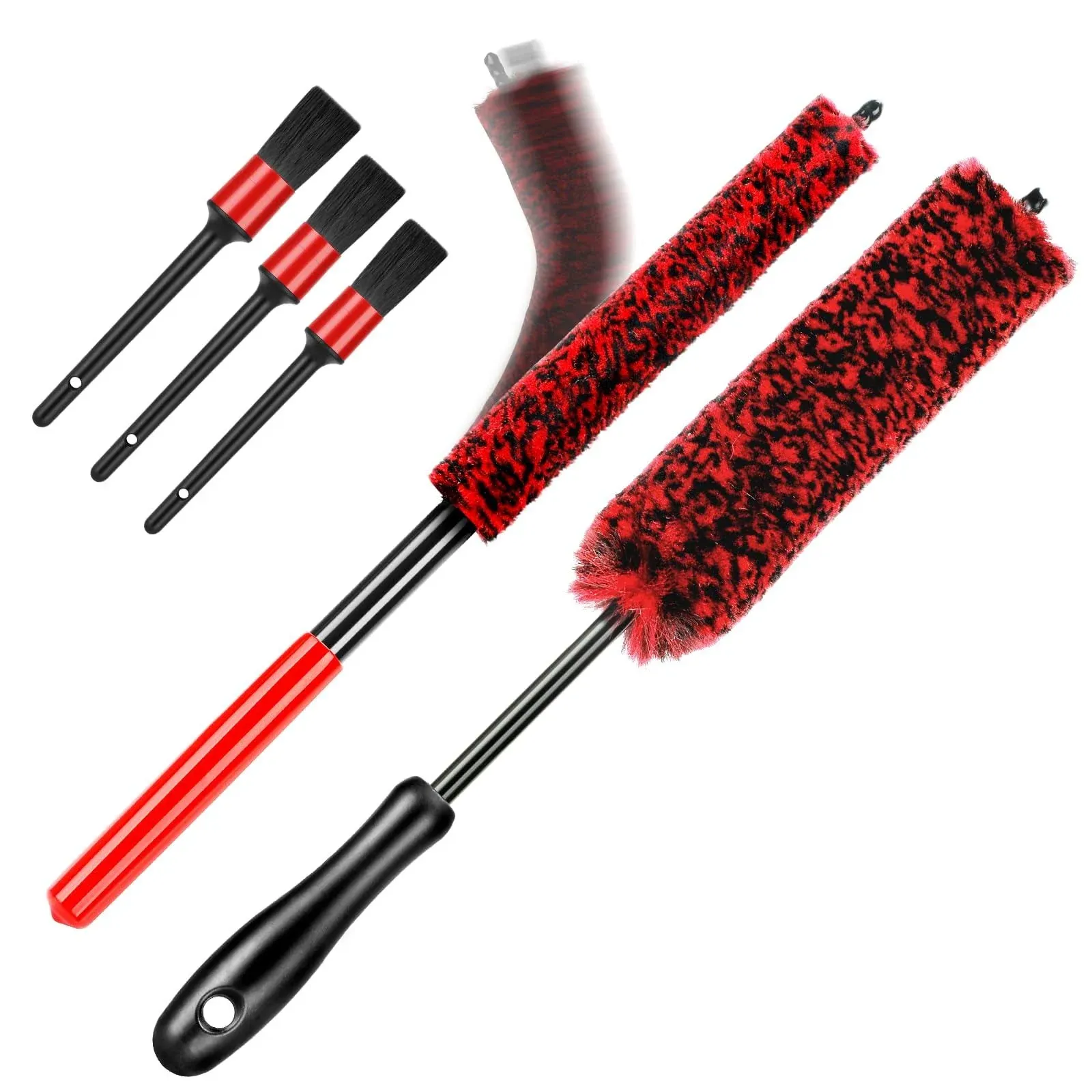 Fitosy Car Wheel Rim Tire Brush Set, Car Detailing Wash Kit, Long Soft Brush