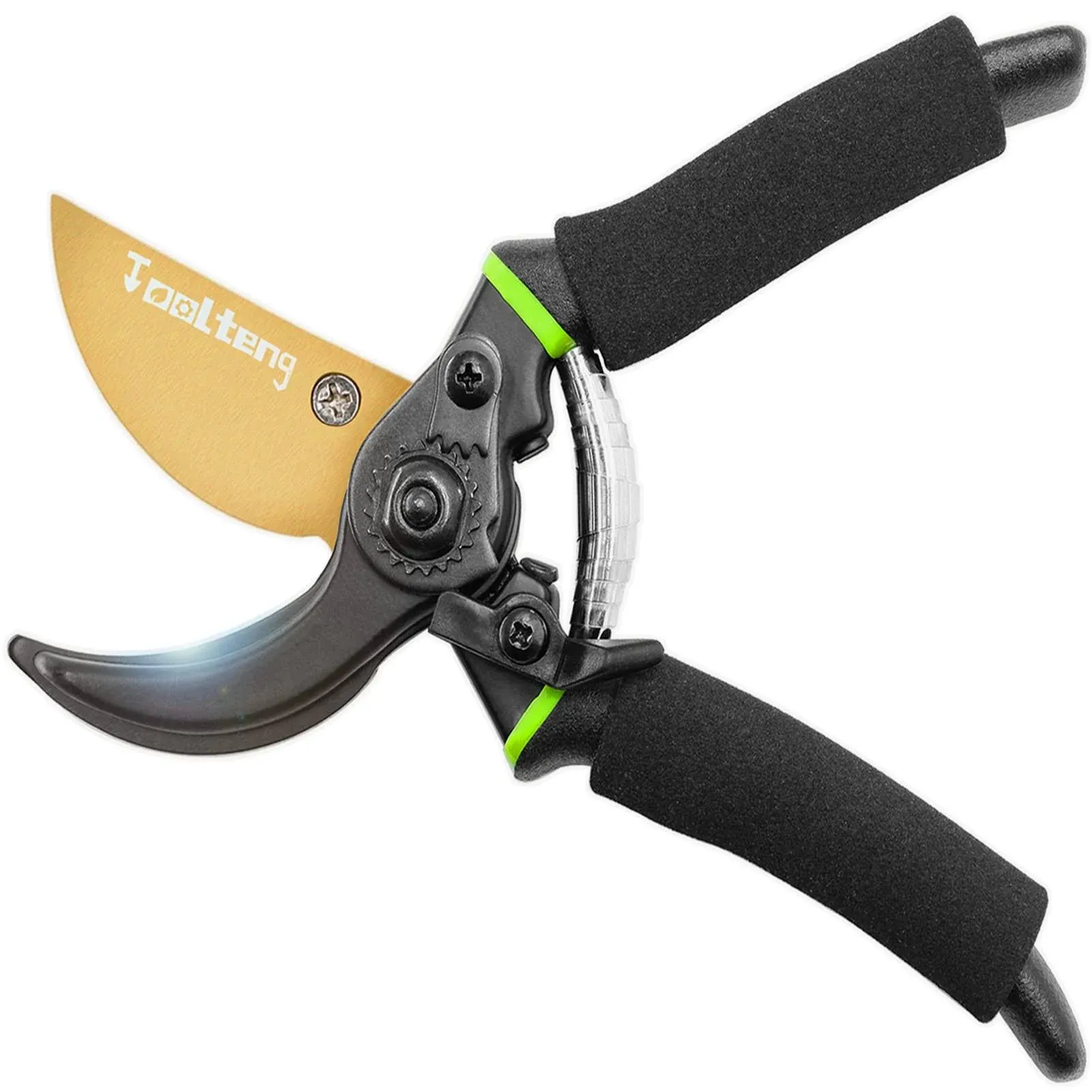 TOOLTENG Premium Titanium Bypass Pruning Shears, Heavy Duty Ultra Sharp Black 