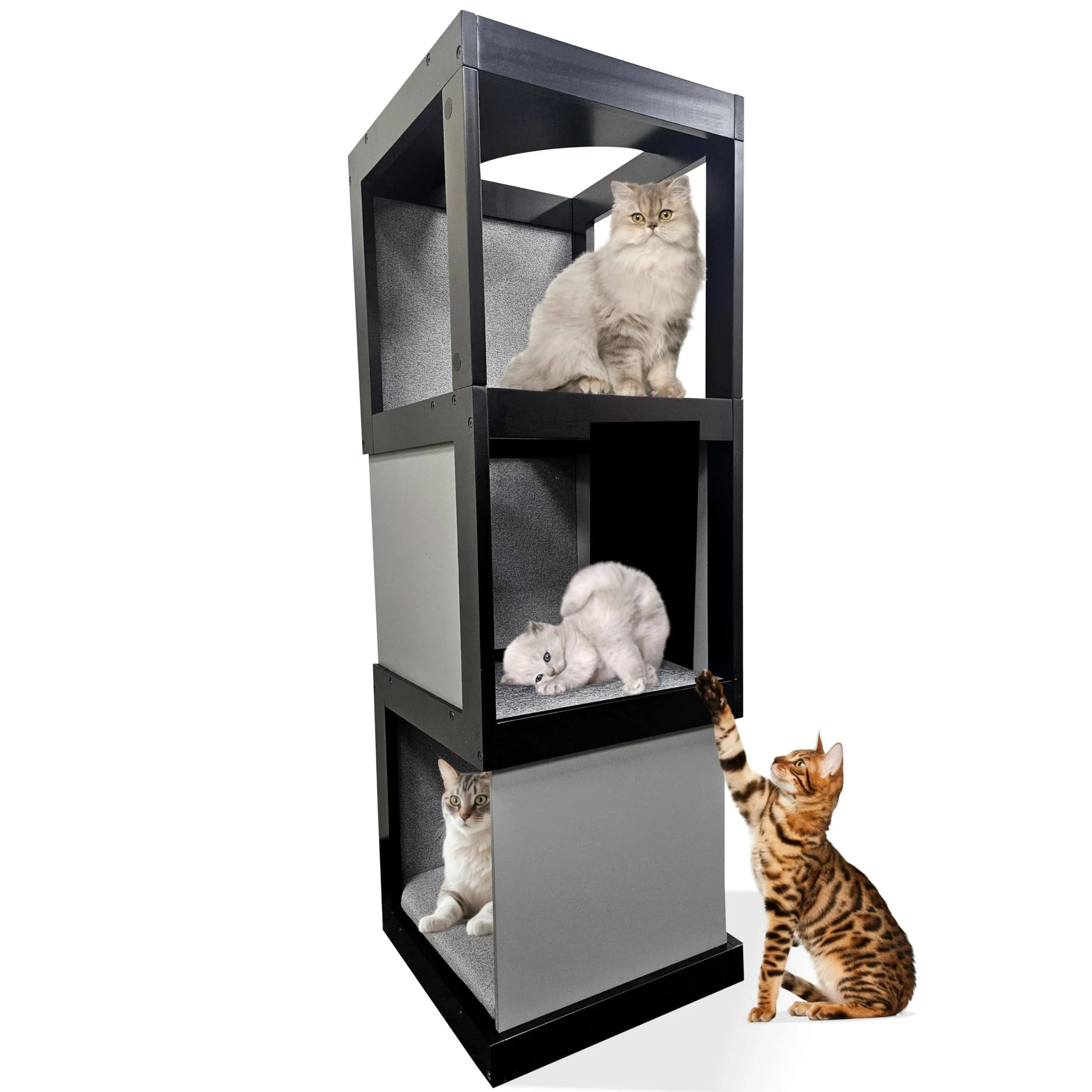 Skywin Modern Cat Tower Cat Scratching Post Black - Cat Climbing Tower Great for ...