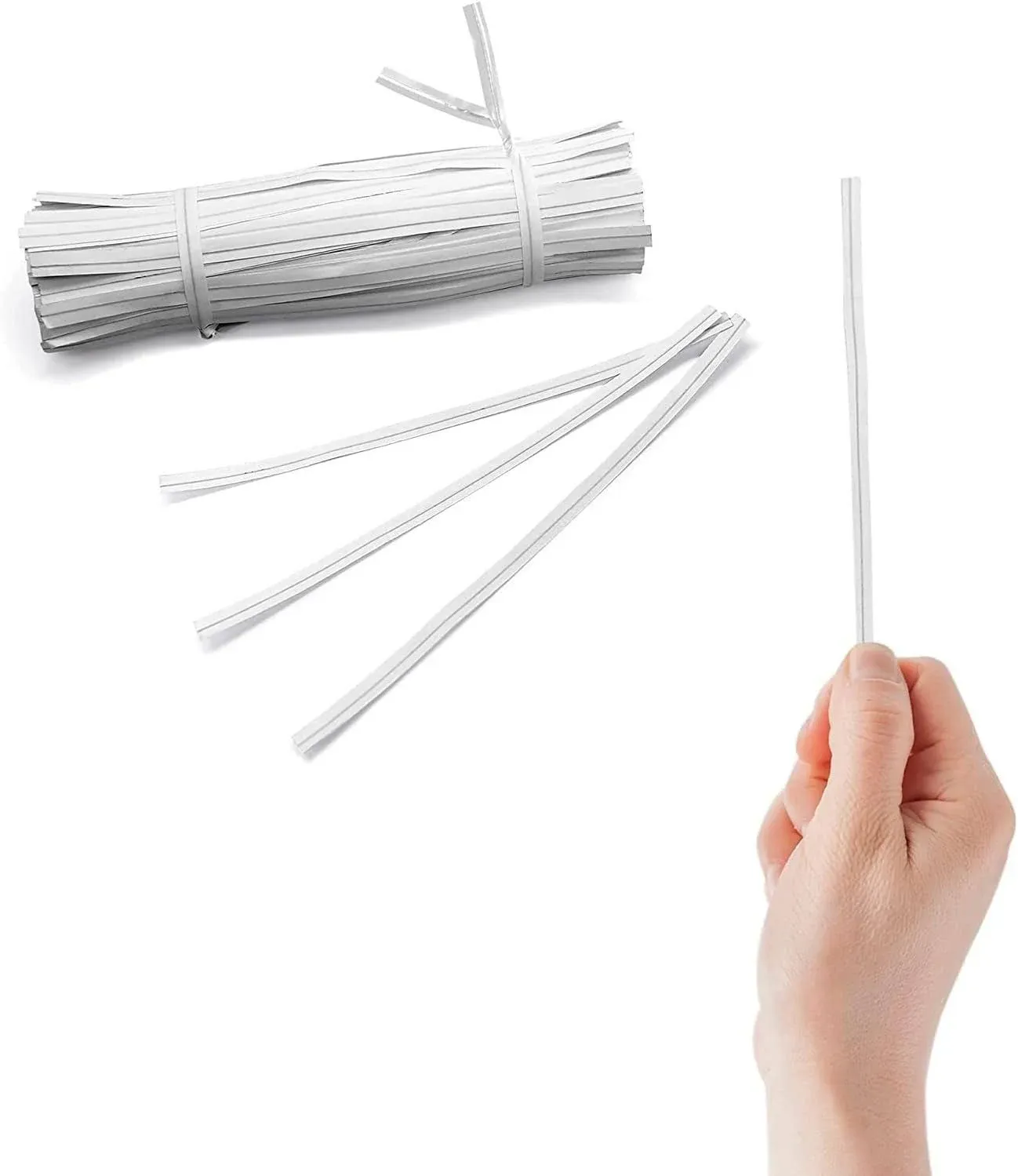 2000 Pack White Paper Twist Ties 4" 3/16" Wide