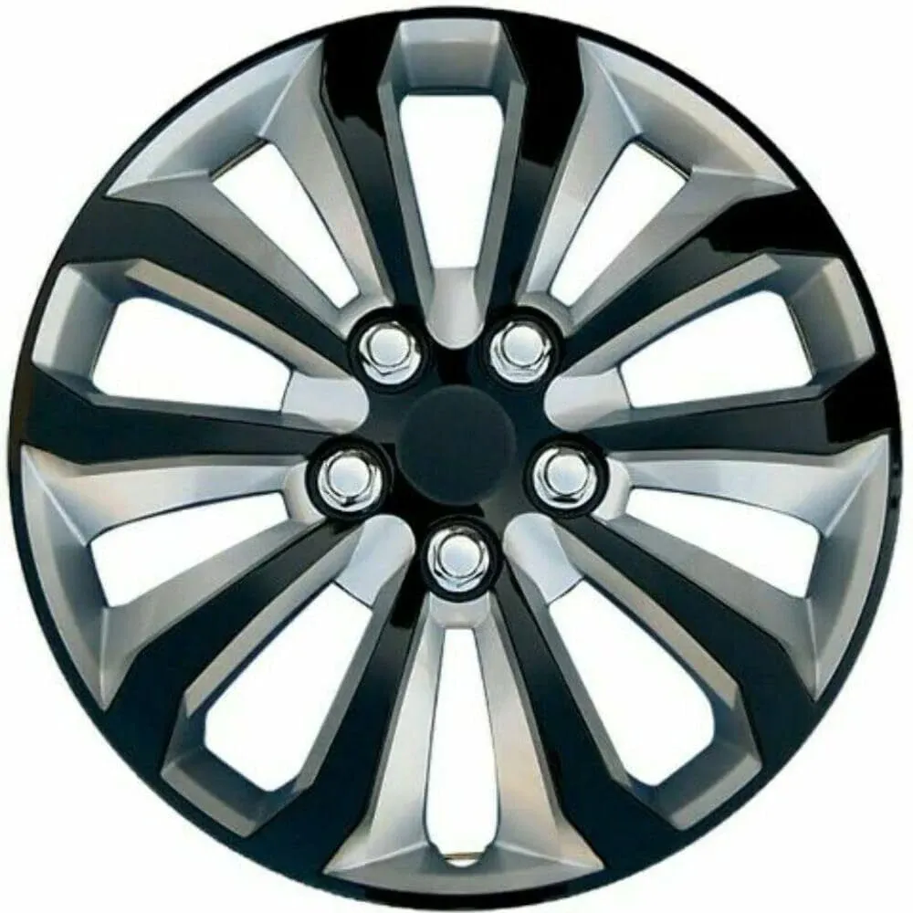 Pacrim 15" Ice Black/Silver Wheel Cover/Hubcap Set | Universal Fit | Can Be used ...