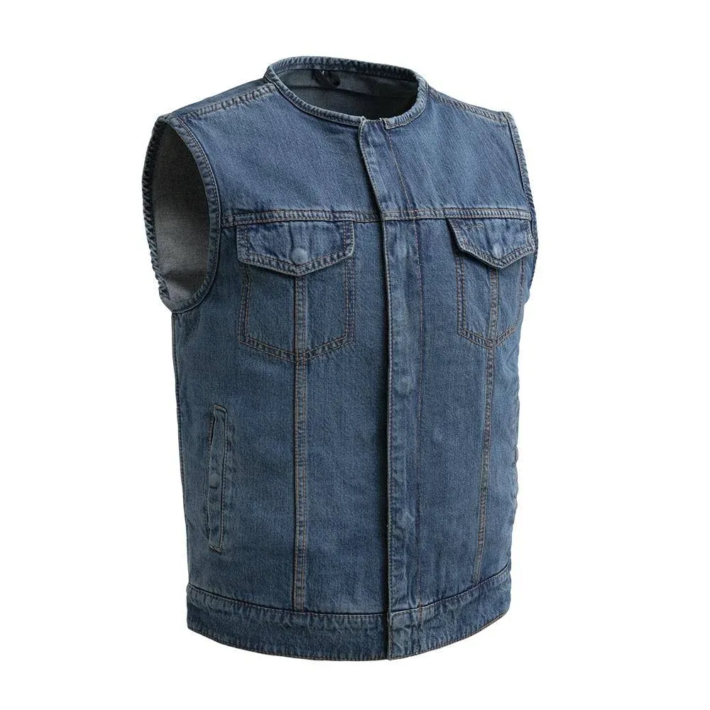 First Manufacturing Men's No Limit Motorcycle Denim Vest