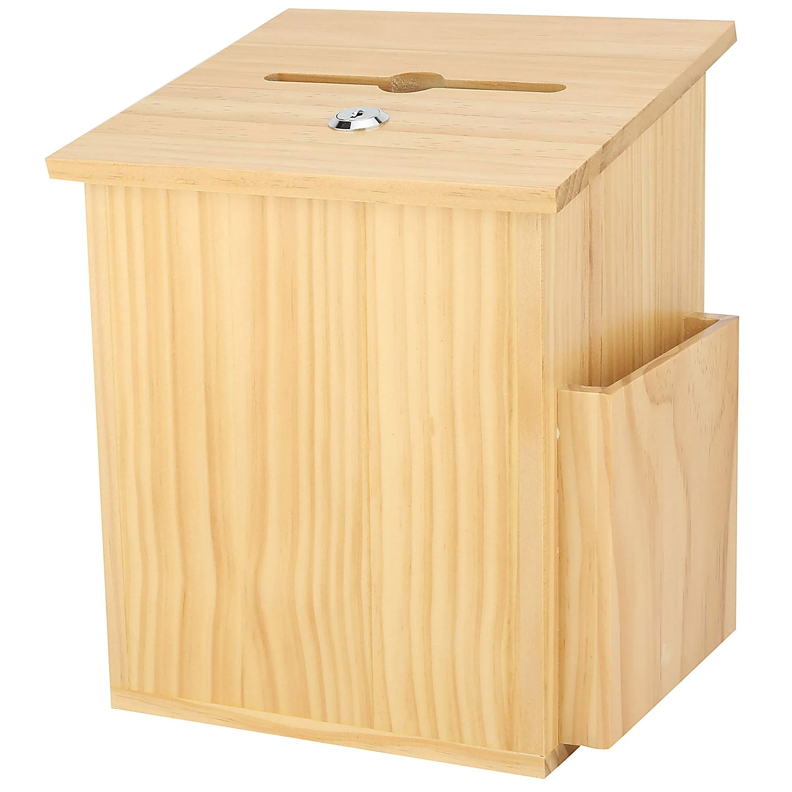 Finished Natural Wood Charity Donation &amp; Suggestion Box Office Ballot Box with P