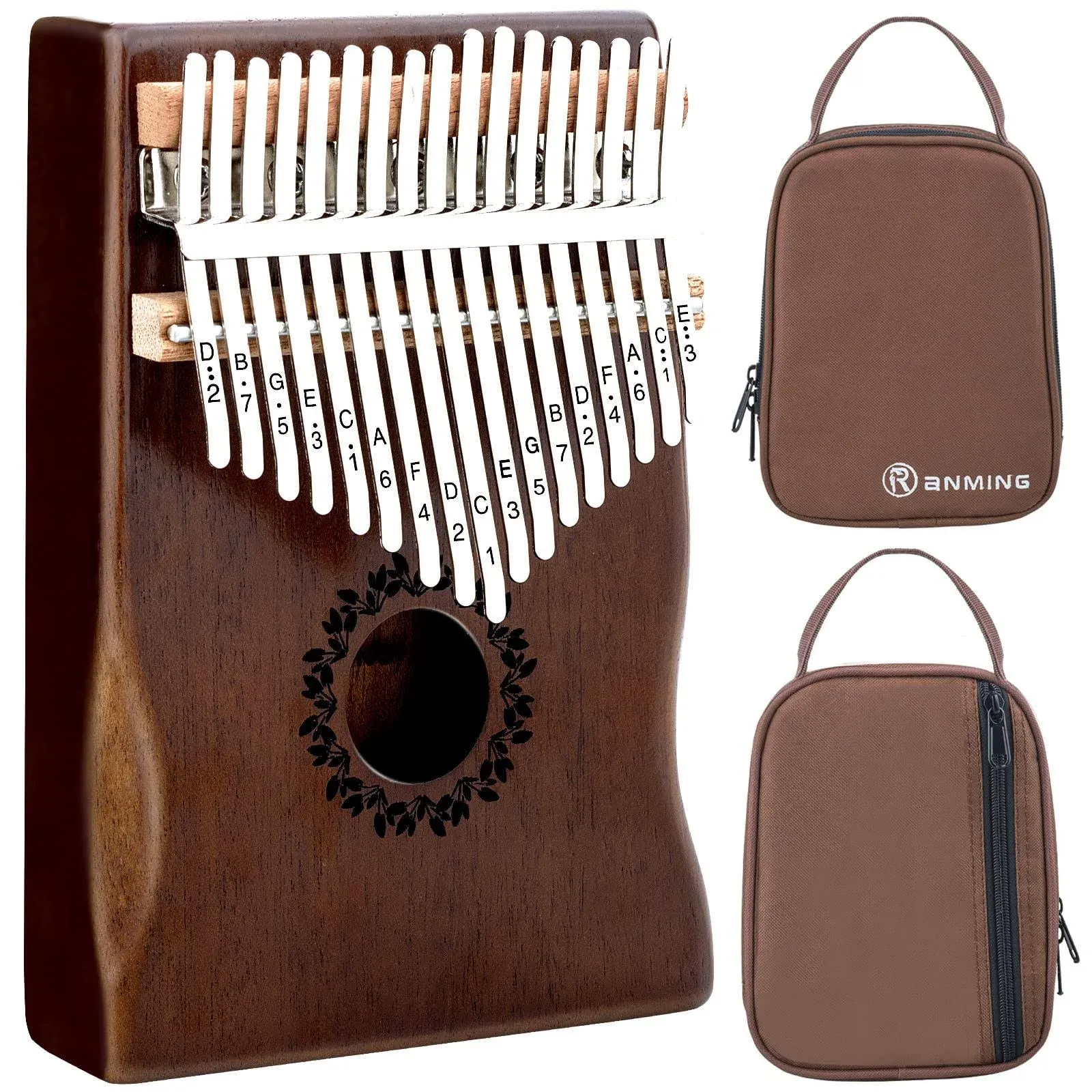 Kalimba Thumb Piano 17 Keys RANMING Mbira Finger Piano Kalimba Gifts for Adults Kids Beginners with Portable Handbag and Tune Hammer Thumb Pianos