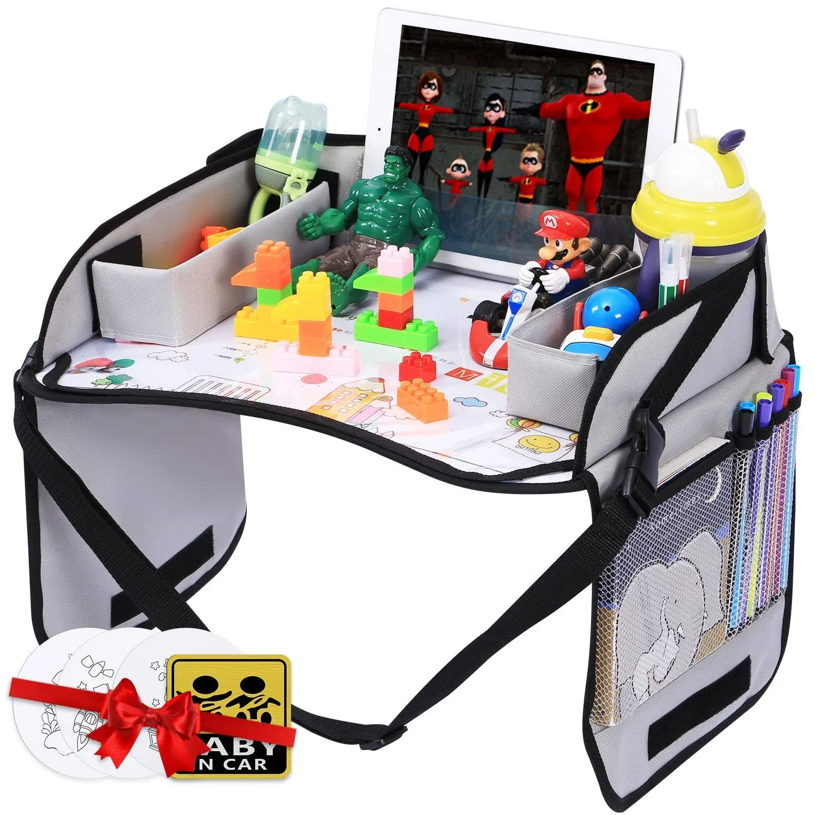 Innokids Kids Travel Lap Tray Children Car Seat Activity Snack and Play Tray Desk ...