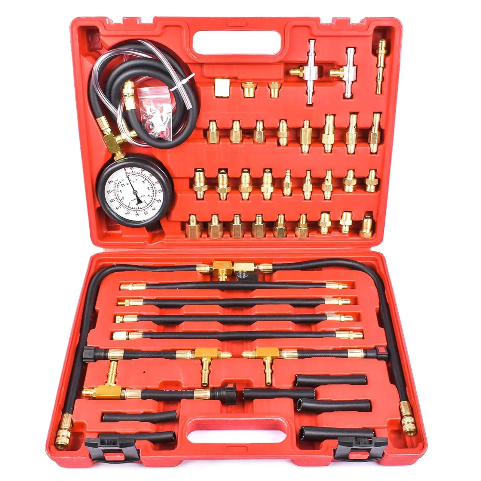 Handor Fuel Pressure Gauge, Pro Fuel Injection Pressure Tester Kit 0-140 PSI with ...