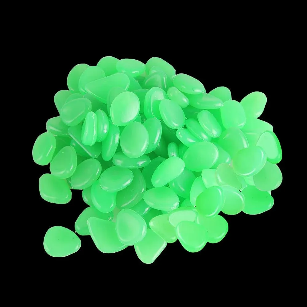 Muzero Glow in The Dark Pebbles, 100pcs Green Glowing Rocks Luminous Stone for ...