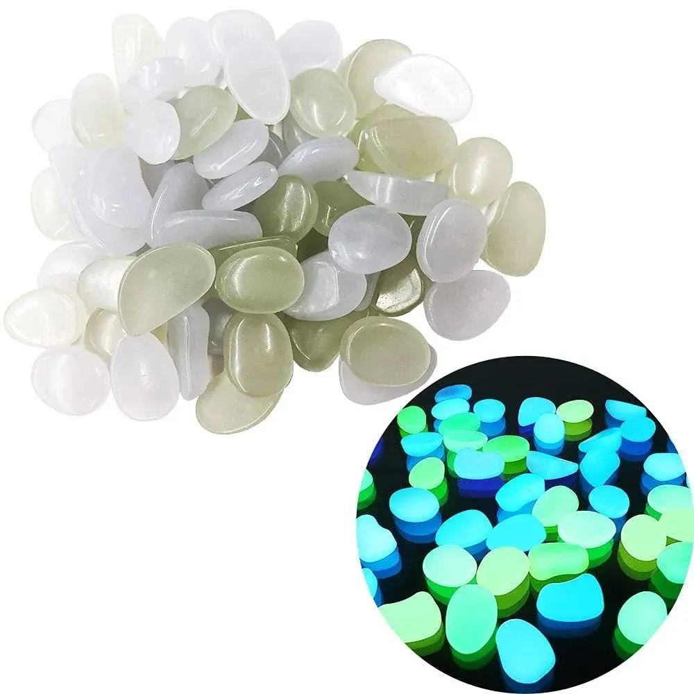 Japard Luminous Pebbles Outdoor 200 Pcs, Glowing Stones Charged by Sunshine, Room ...