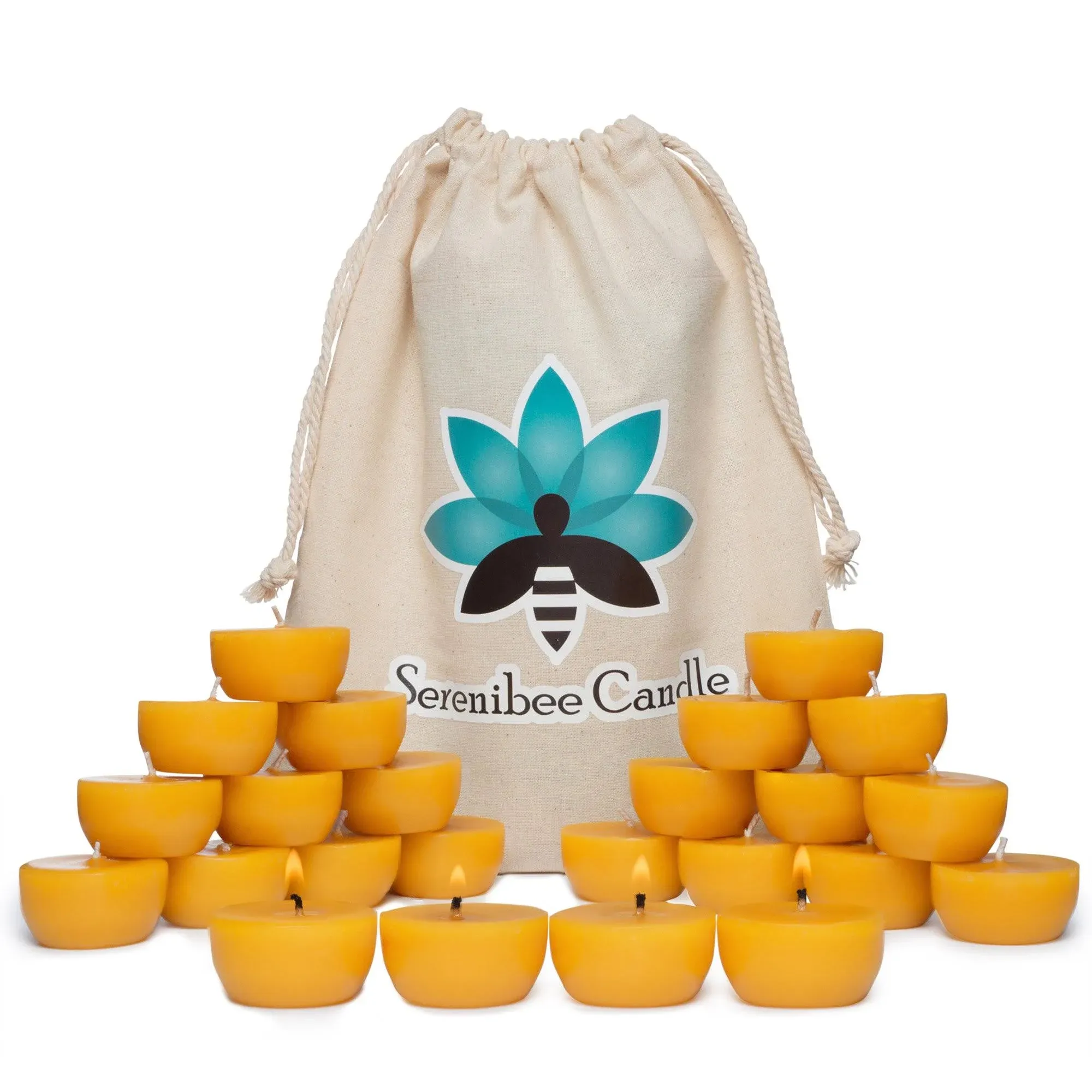 Serenibee Candle Beeswax Tea Lights Candles Pure, Hand-Poured Refills with ...