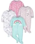 Gerber Baby Girls' 4 Pack Sleep 'N Play Footie