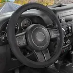 SEG Direct Car Steering Wheel Cover for F-150 Tundra Range Rover 15.5-16 inch, Black Microfiber Leather