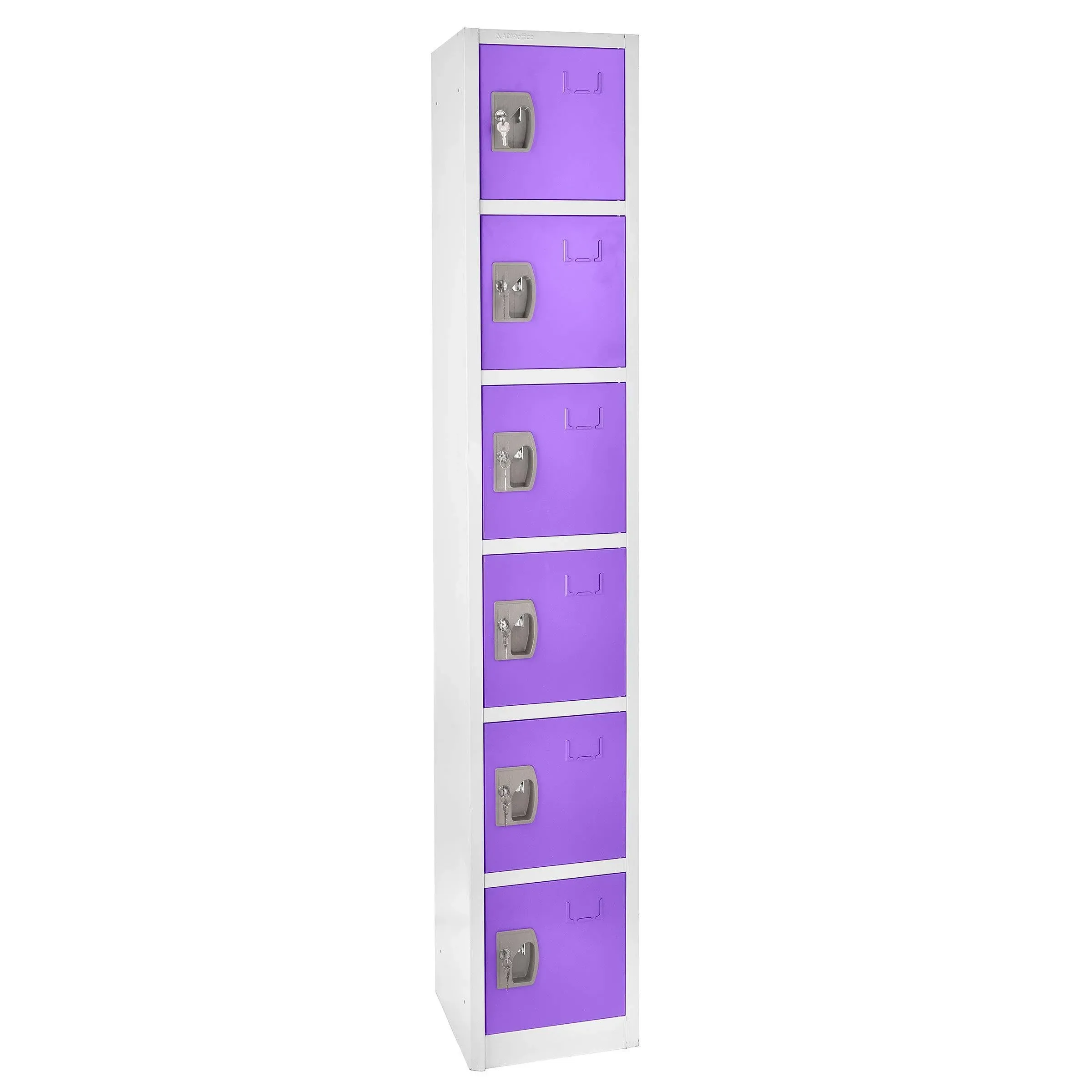 AdirOffice Large School Locker with 6 Doors 6 Hooks Storage Locker for Garage Storage - Office Storage Lockers (6 Door, Purple)