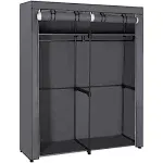 SONGMICS Closet Wardrobe, Portable Closet for Bedroom, Clothes Rail with Non-Woven Fabric Cover, Clothes Storage Organizer, 55.1 x 16.9 x 68.5 Inches, Gray URYG02GY