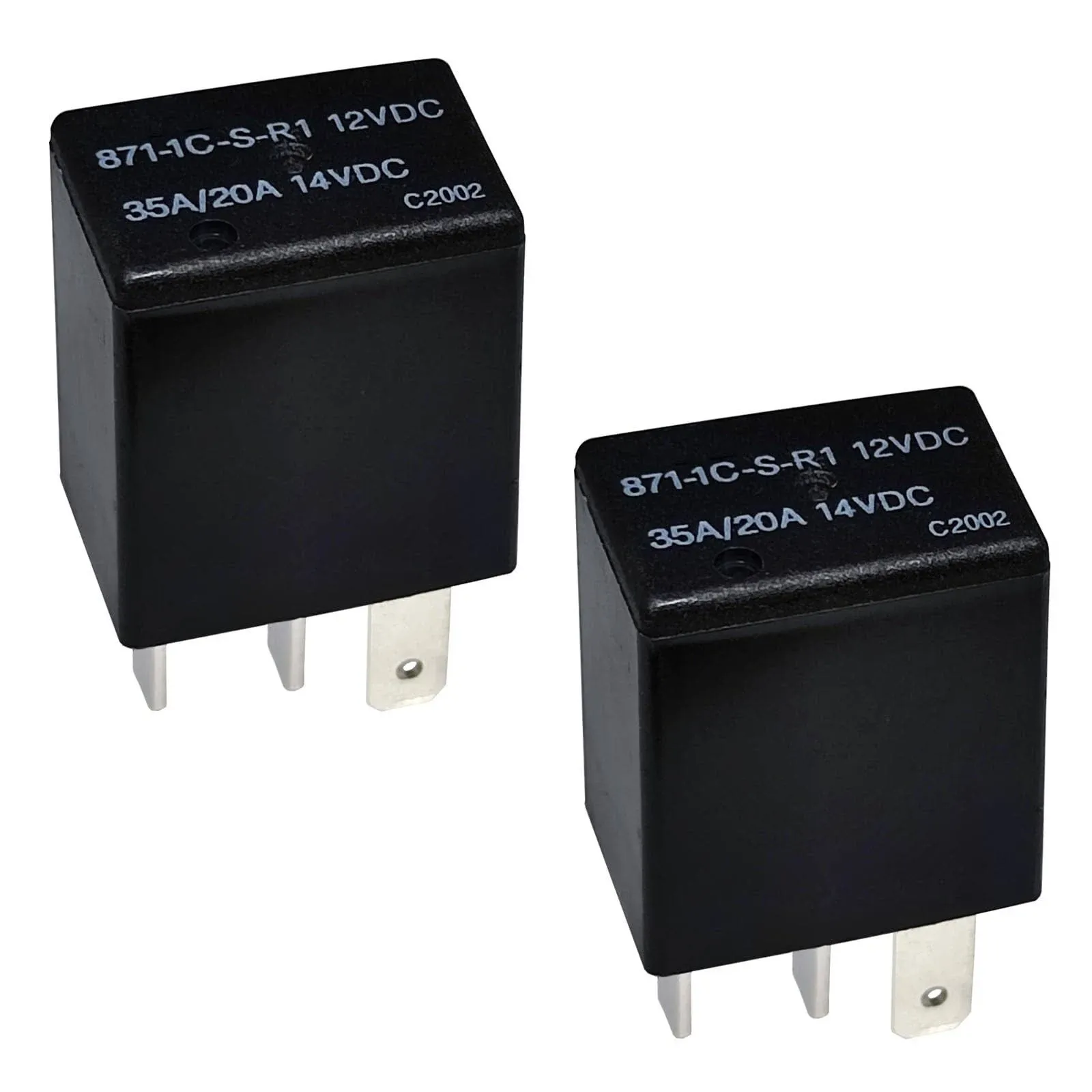 Relay 871-1C-S-R1 (Set of 2), 12VDC 5Pins 35/20A Power Relay, High-Performance Micro 280 SPDT Relay