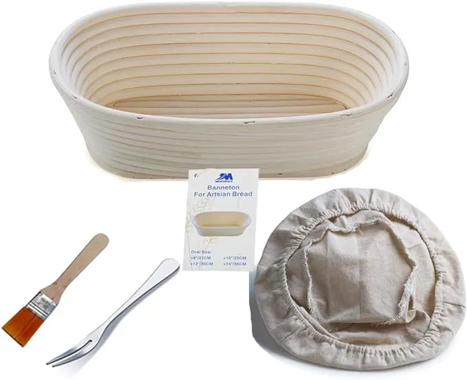 M JINGMEI Banneton Proofing Basket 10" Oval Banneton Brotform for Bread and Dough ...