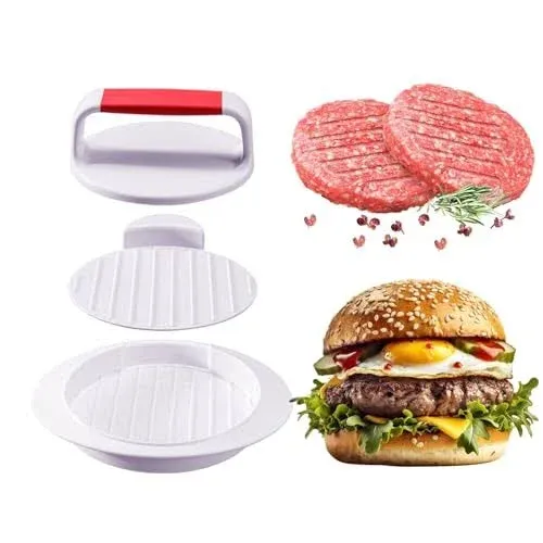 Hamburger Press Patty Maker Burger Press Mold Perfectly Sized 4.6” Burger Mold Rings Easy Release Round Hamburger Patty Press for Grill Accessories Set (1 Piece) White