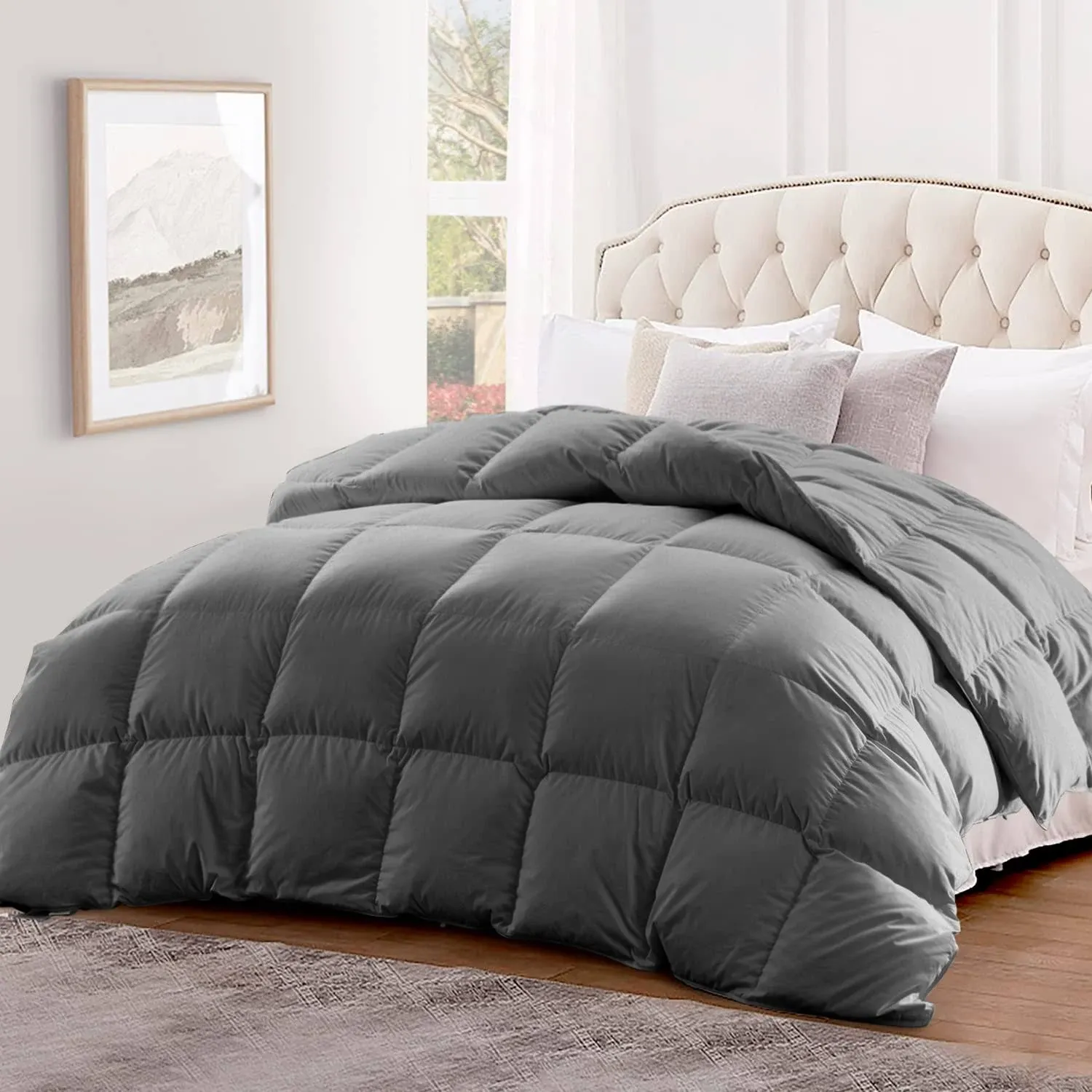 Luxurious Feather Down Comforter King size, Fluffy Hotel Collection Duvet Insert ...