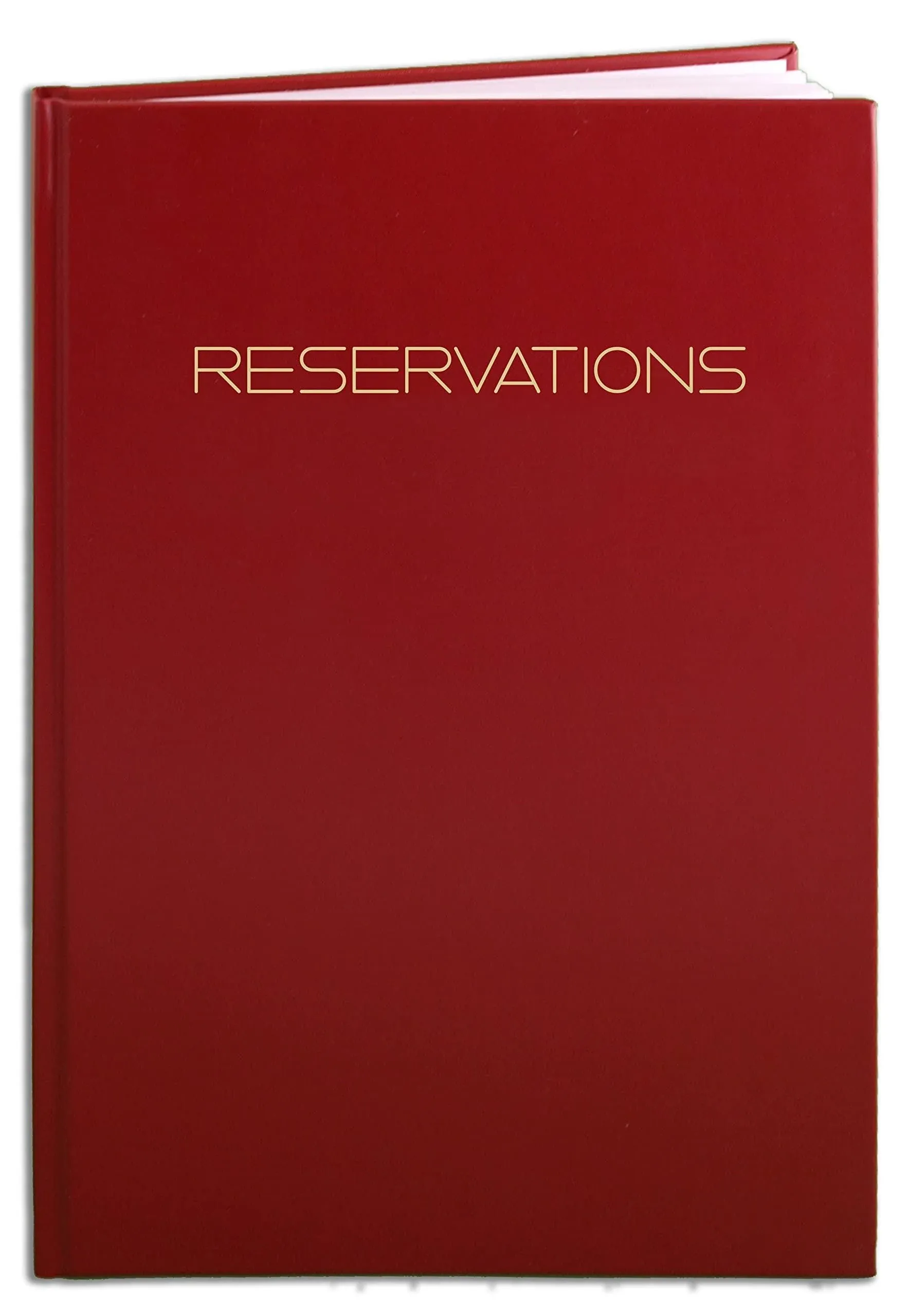 BookFactory Restaurant Reservations Book, 365 Day Table/Dinner Reservations, 408 Pages, 8 7/8" x 13 1/2" Red Imitation Leather, Section Sewn Hardbound (LOG-408-OCS-A-LRT79-(Reservations))