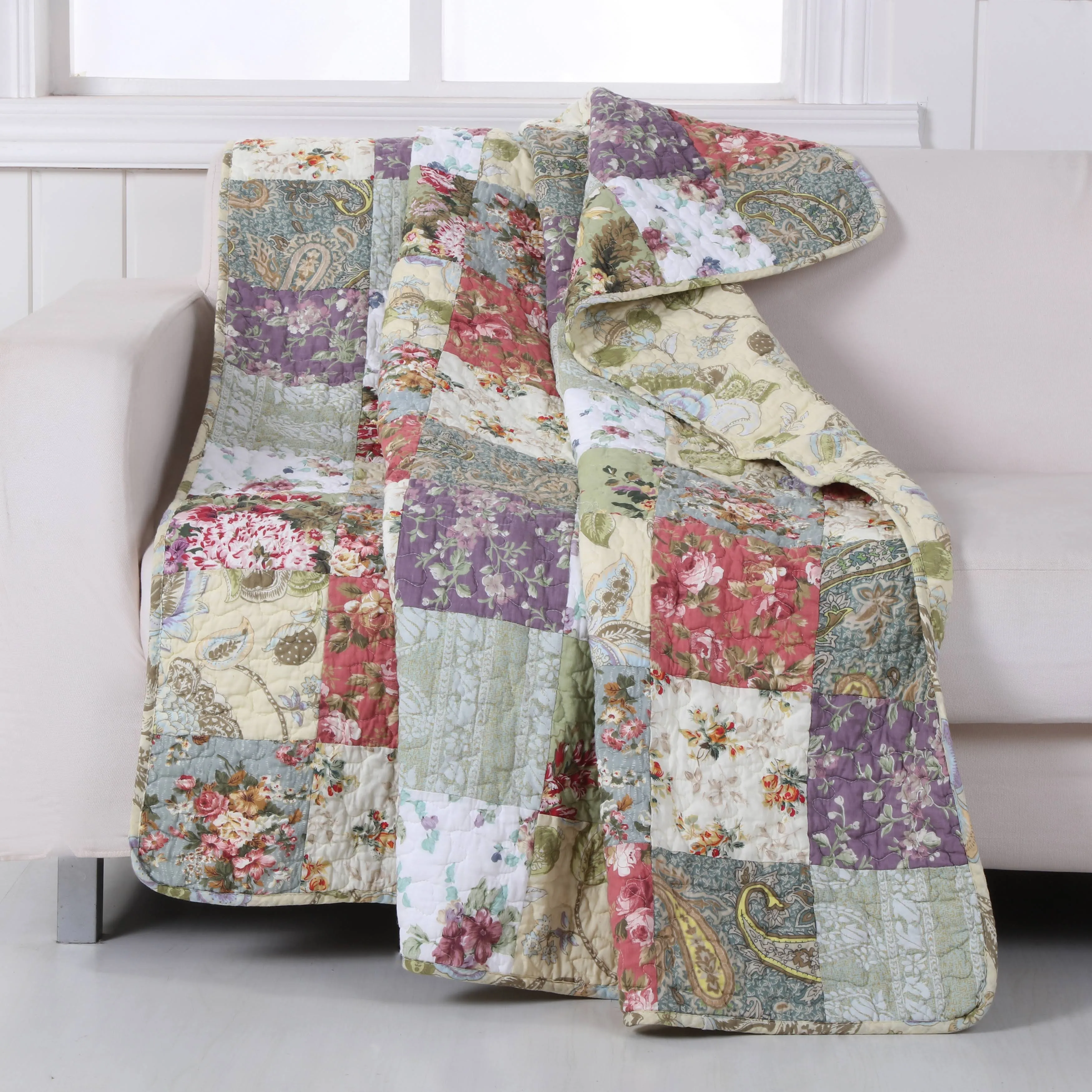 Greenland Home Blooming Prairie Quilted Patchwork Throw