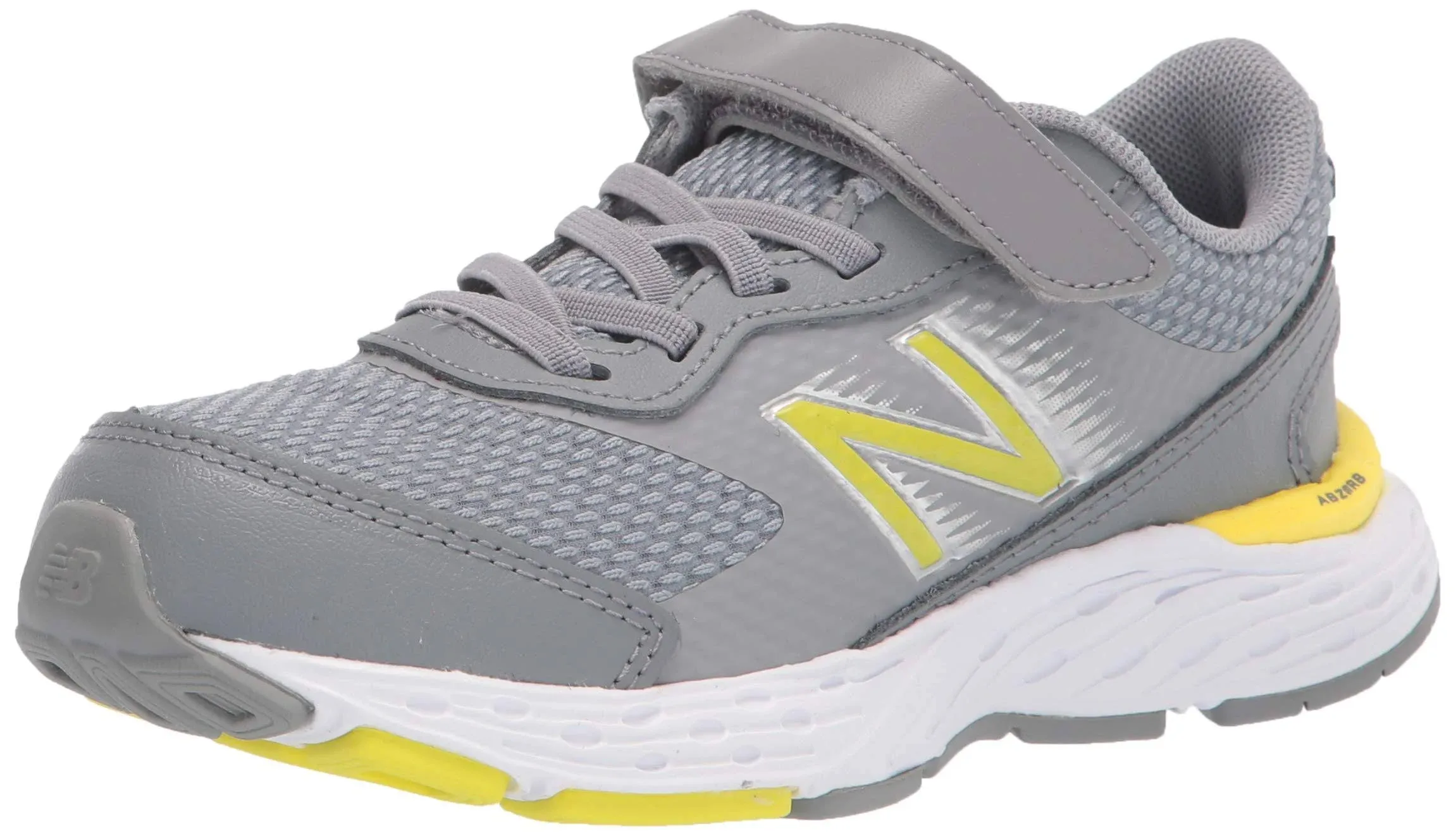 New Balance Kid's 680 V6 Hook and Loop Running Shoe, Steel/First Light/Silver ...