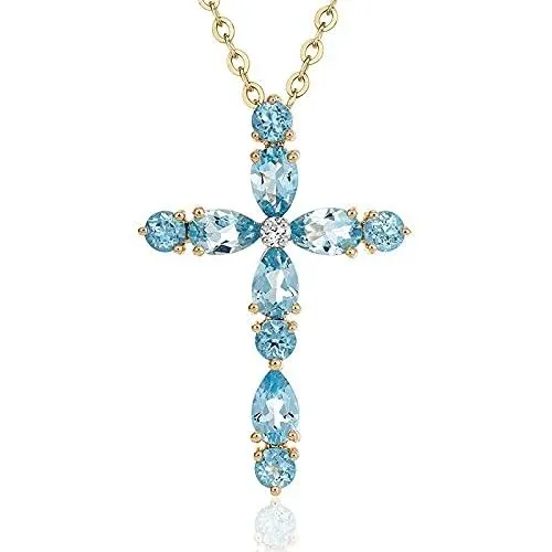 Aquatic Planet Cross Necklaces for Women 16K Gold Plated Diamond Jewelry Pendent ...