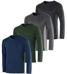 Real Essentials 4 Pack: Men's Dry-Fit UV Moisture Wicking UPF 50+ SPF Sun Protective Fishing Hiking Active Long Sleeve Shirt