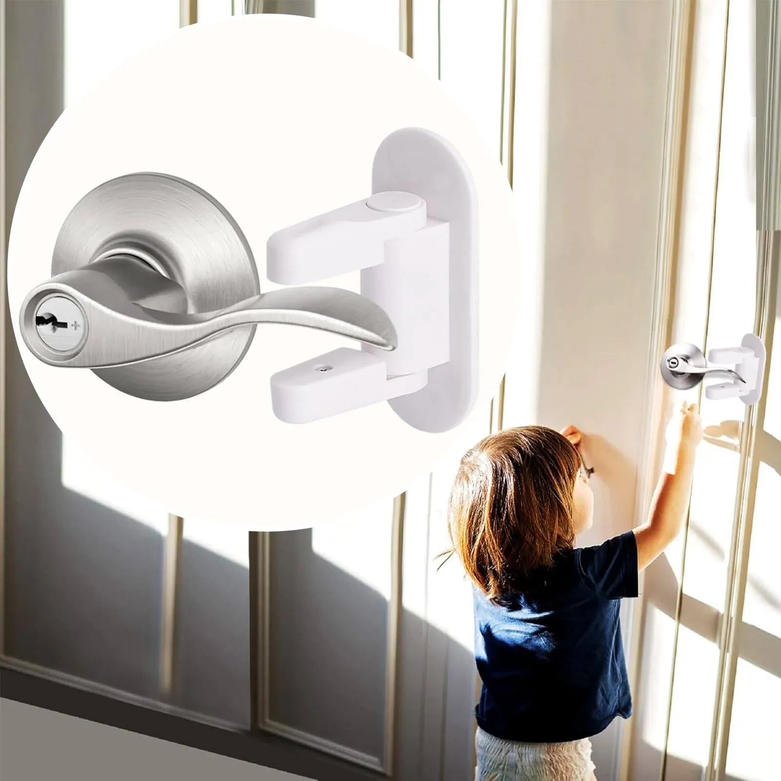 NEW Childproof Door Lever Lock (2 Pack) Prevents Toddlers Pets From Opening Door