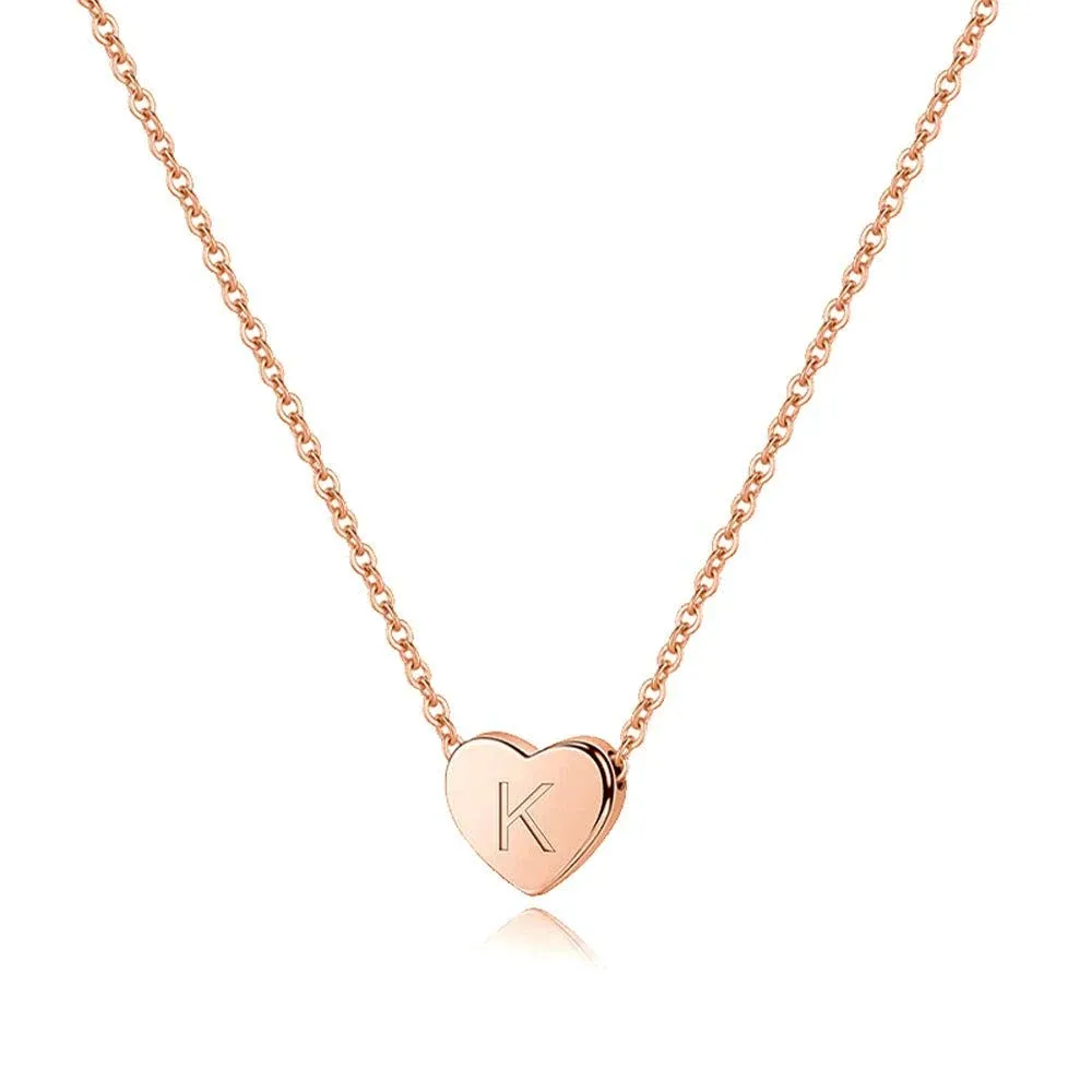 M MOOHAM Heart Initial Necklaces for Women Girls - S925 Sterling Silver Heart Necklace Initial Necklaces for Women Girls Kids Dainty Letter Tiny Initial Necklace for Women Teens Girls