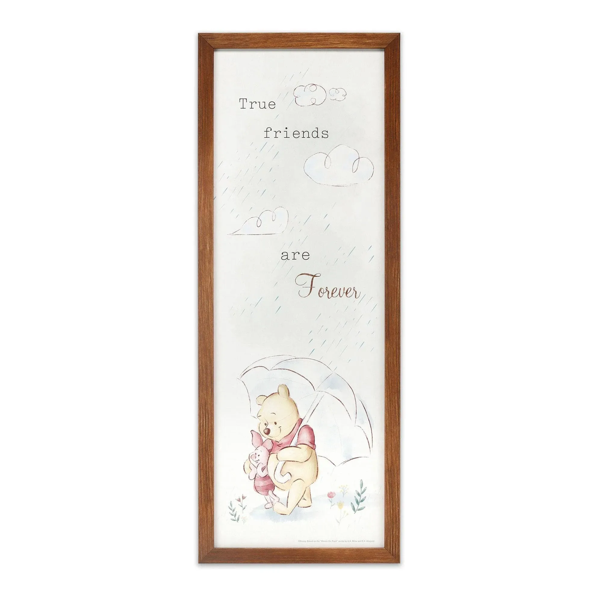 Disney Winnie the Pooh and Piglet True Friends Are Forever Framed Wood Wall Decor - Large Winnie the Pooh Picture for Kids' Bedroom or Nursery