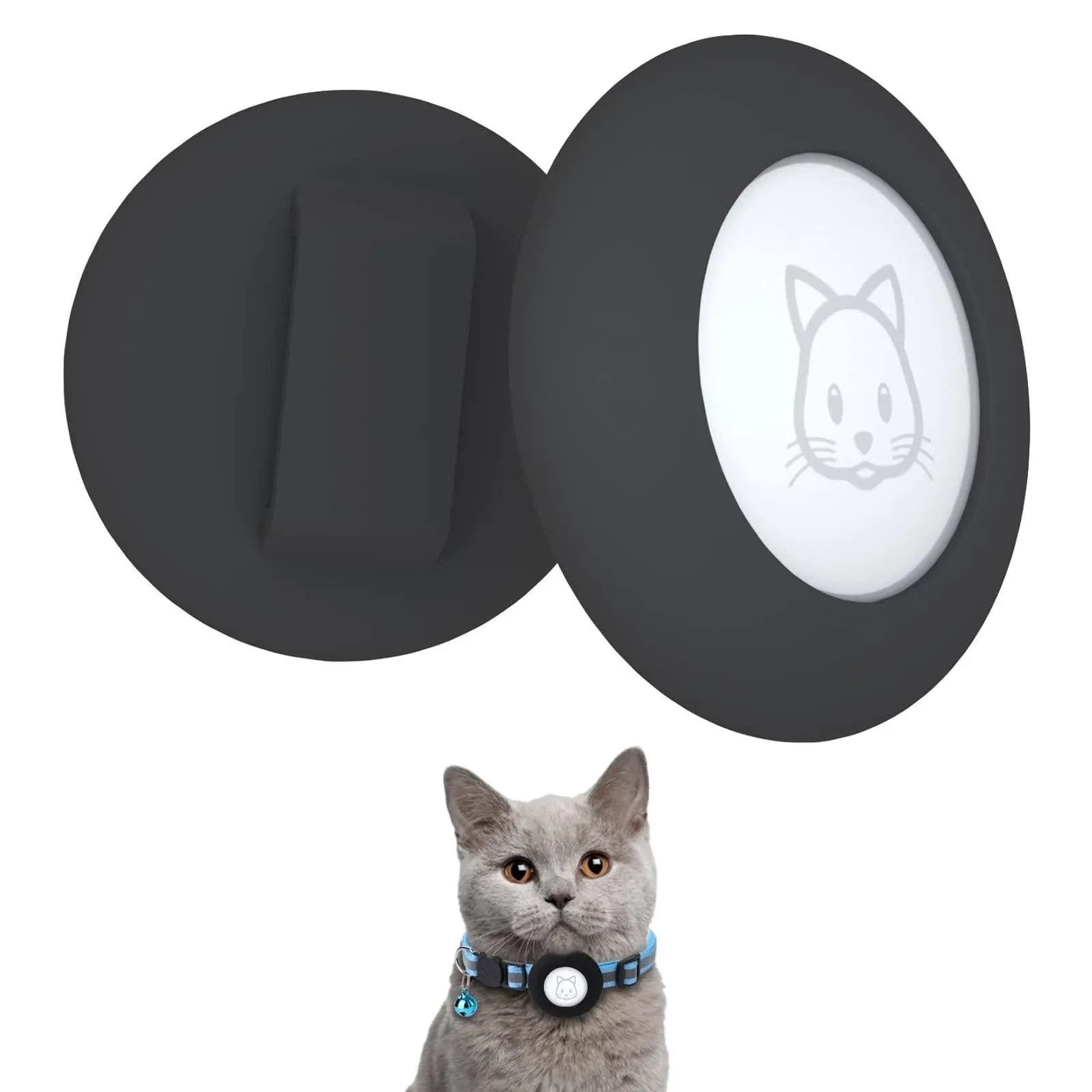 2022 Airtag Cat Collar Holder, Small Air tag Cat Collar Holder Compatible with Apple Airtag GPS Tracker, 2Pack Waterproof Case Cover for Cat Dog Pet Collar Within 3/8 inch (2 Black)