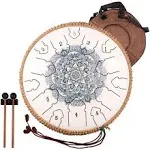 Lomuty White Steel Tongue Drum 15 Notes 13 Inches D Key Zen Drum with Bag, Music ...