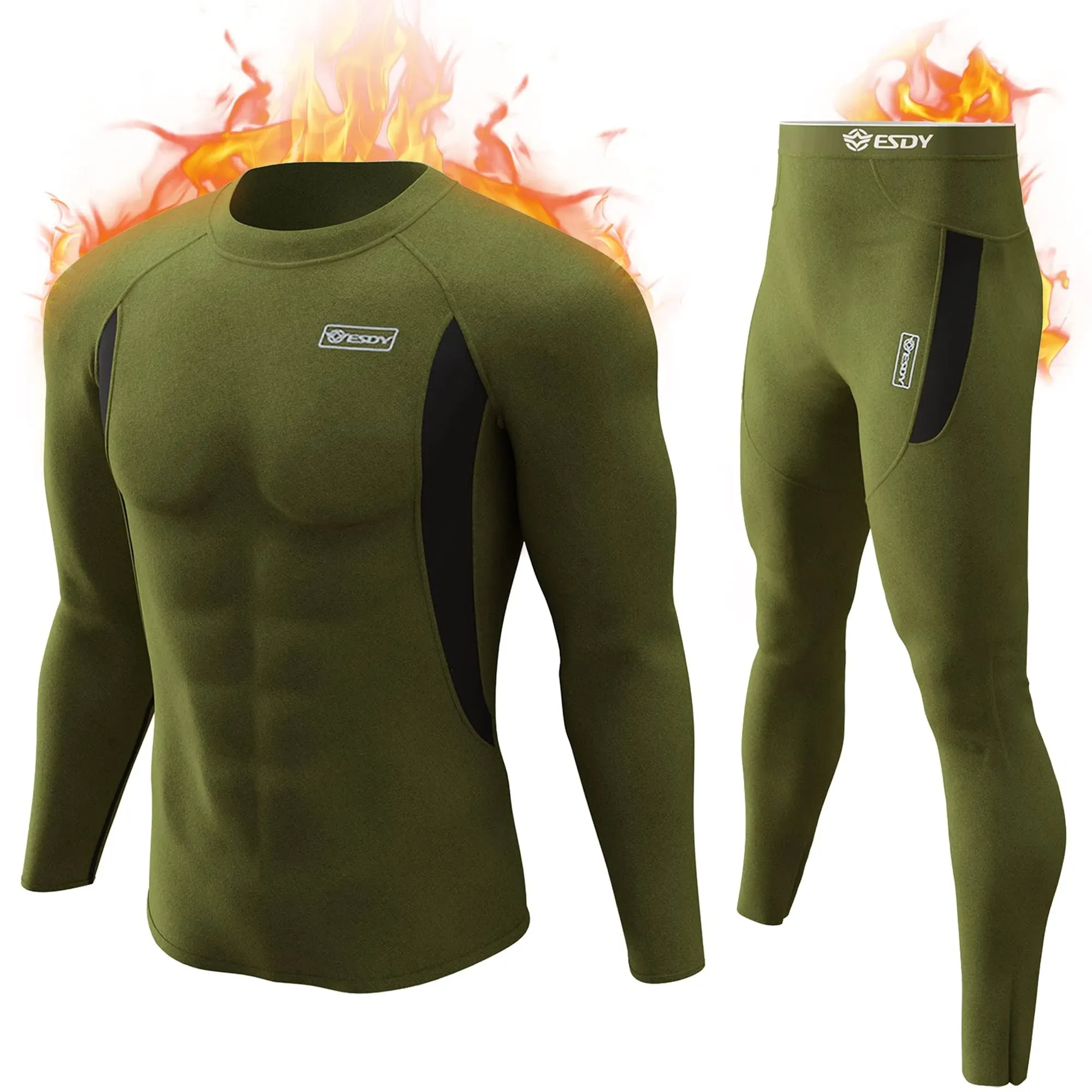 romision Thermal Underwear for Men Fleece Lined Long Johns Hunting Gear for Men ...