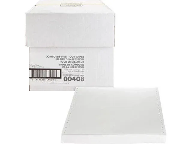 Sparco Perforated Blank Computer Paper - 8 1/2" x 11" - 20 lb Basis Weight - 2300 / Carton - Perforated - White