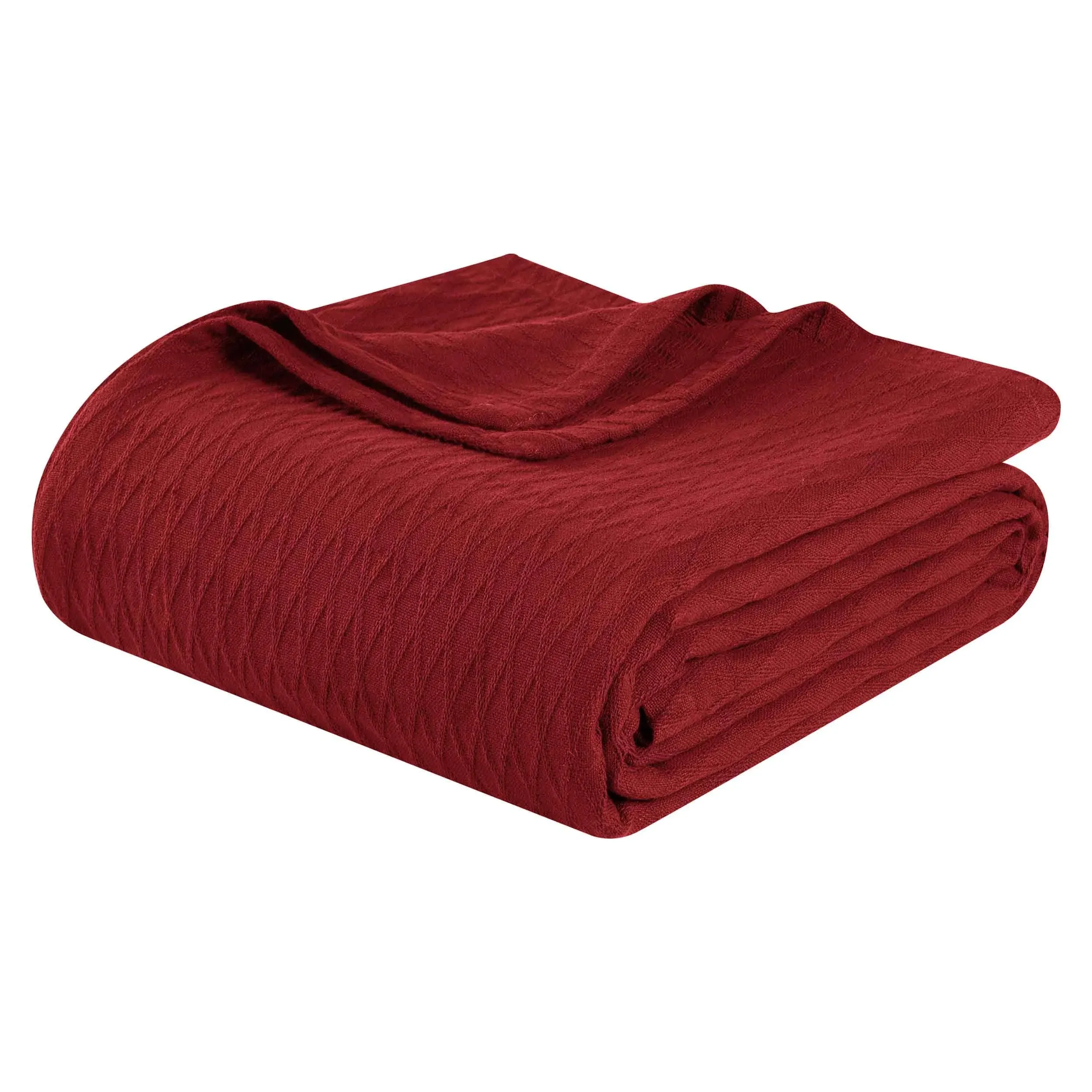 Superior Diamond All-Season Cotton Blanket Burgundy / Throw