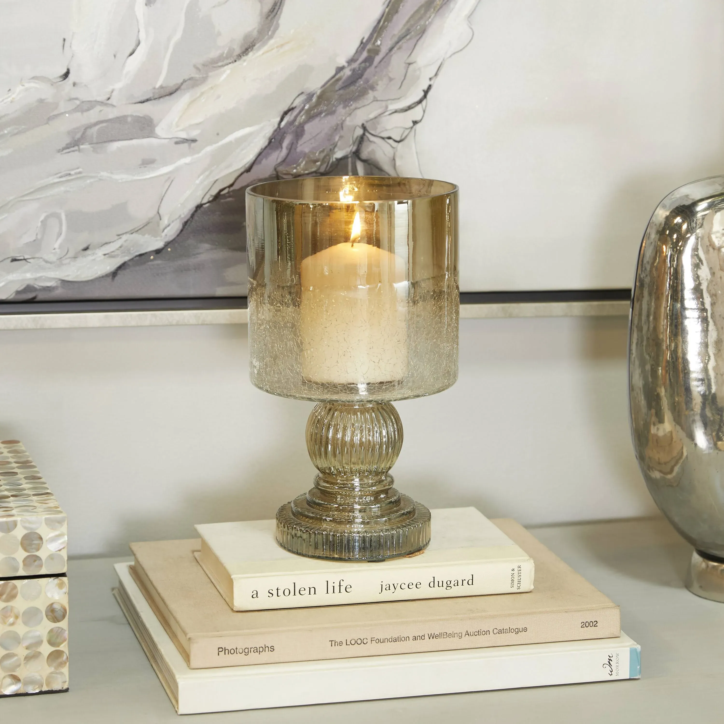 Decmode Traditional Glass Hurricane Lamp