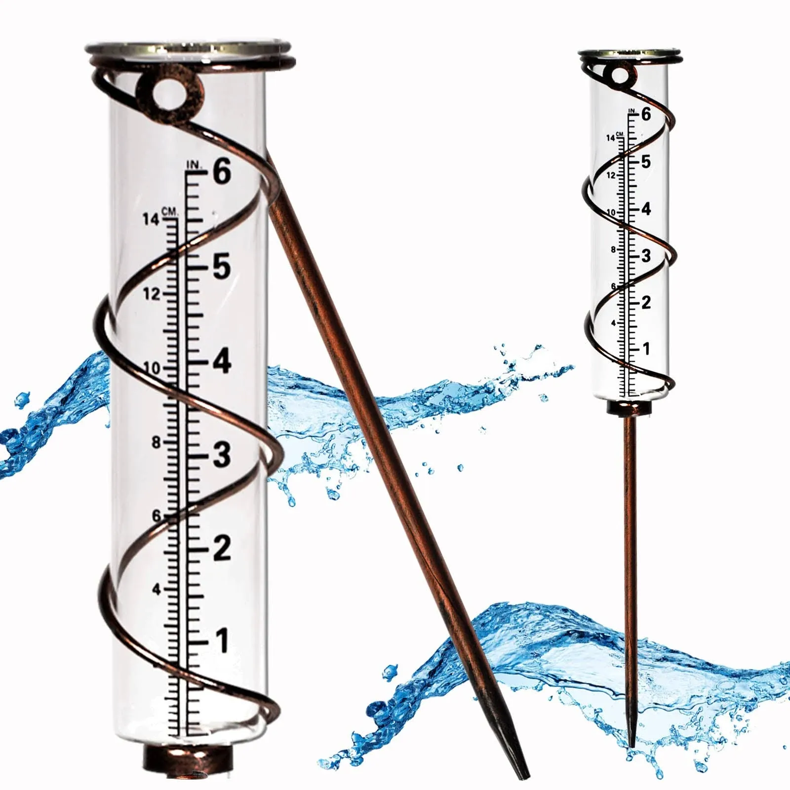 BIUWING Rain Gauge with Detachable Spiral Shap, Garden Rain Water Meter Measuring ...