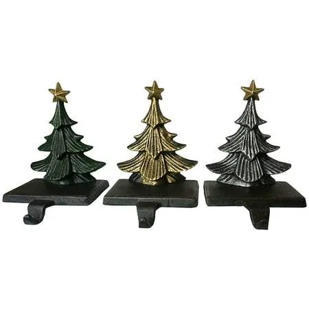 Lulu Decor, Cast Iron Christmas Tree Stocking Holders, Sold in Set of 3 Trees in ...