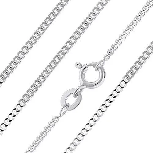 Aeon Jewellery 925 Sterling Silver Necklace - 2mm Diamond Cut Curb Chain | 16, 18 ...