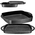 BAKING PAN Cookware Dish Lid Pre-Seasoned Square Cast Iron Black 11&#034; BRUNTMOR